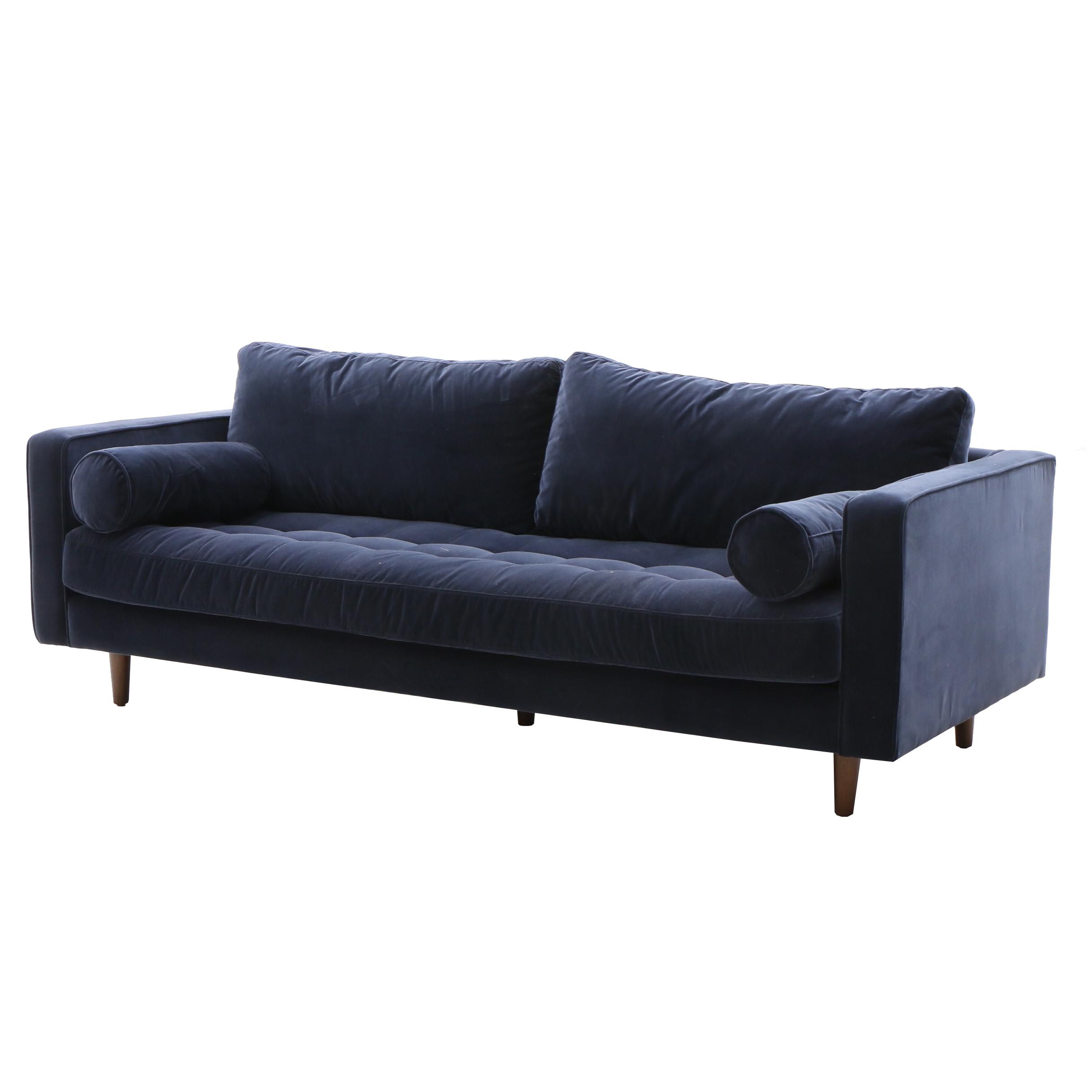 Modern Blue Velvet Tufted Sofa by Article