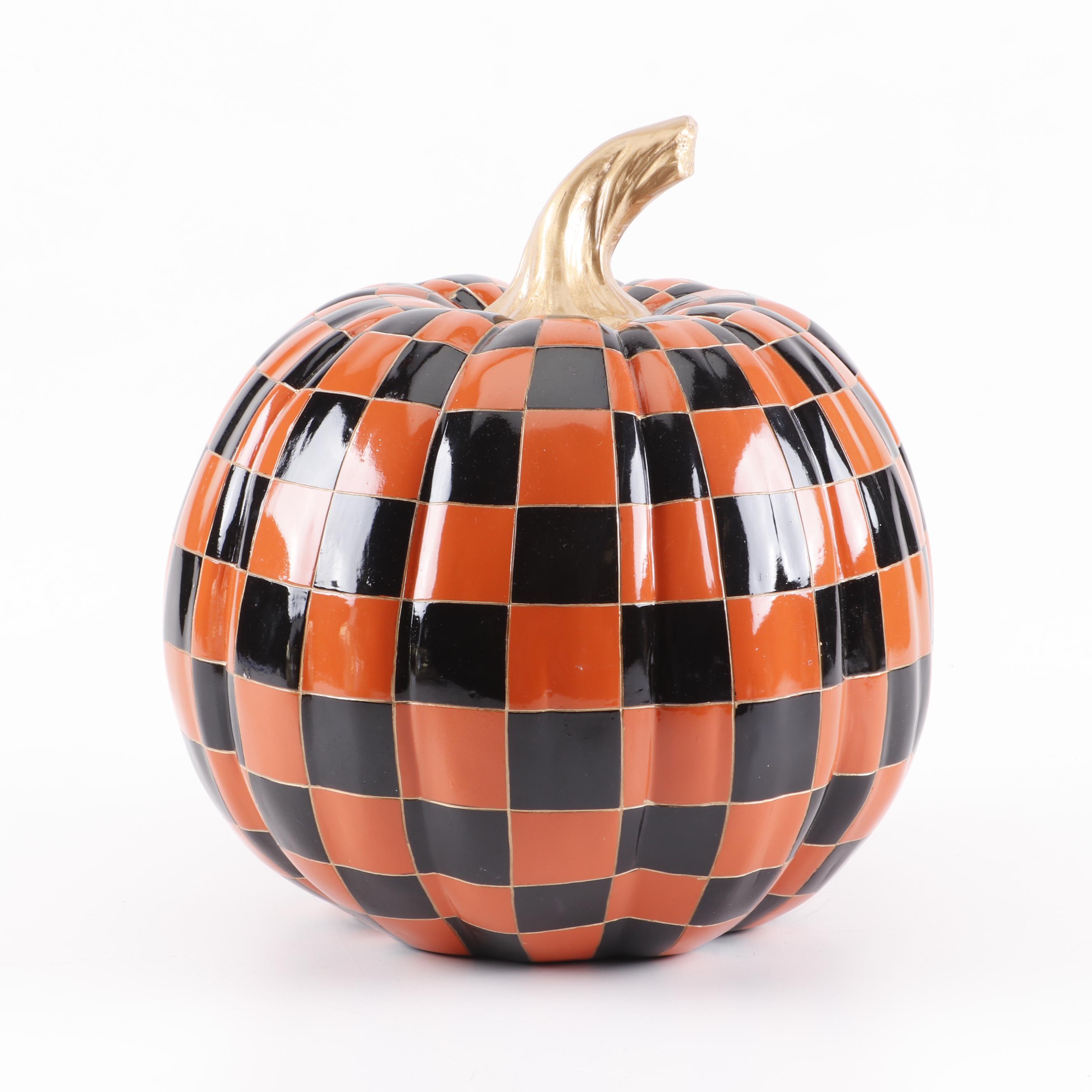 MacKenzie-Childs "Orange Check" Pumpkin