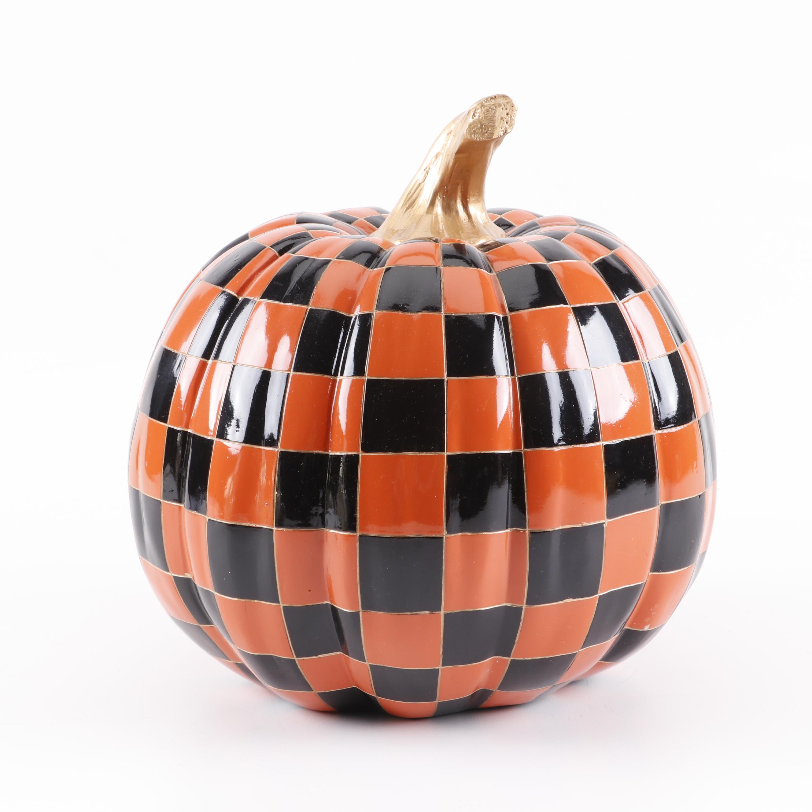 MacKenzie-Childs "Orange Check" Pumpkin