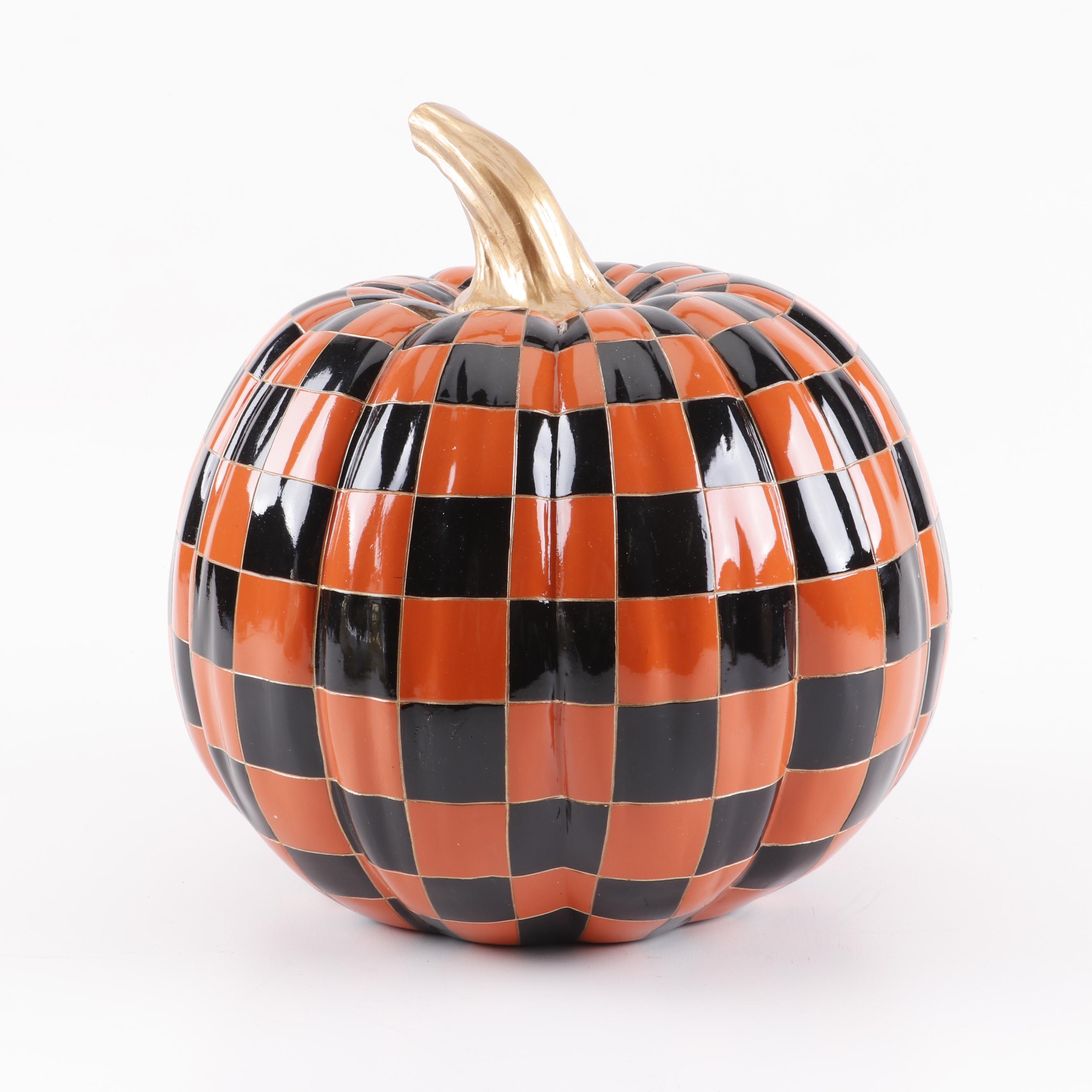 MacKenzie-Childs "Orange Check" Pumpkin