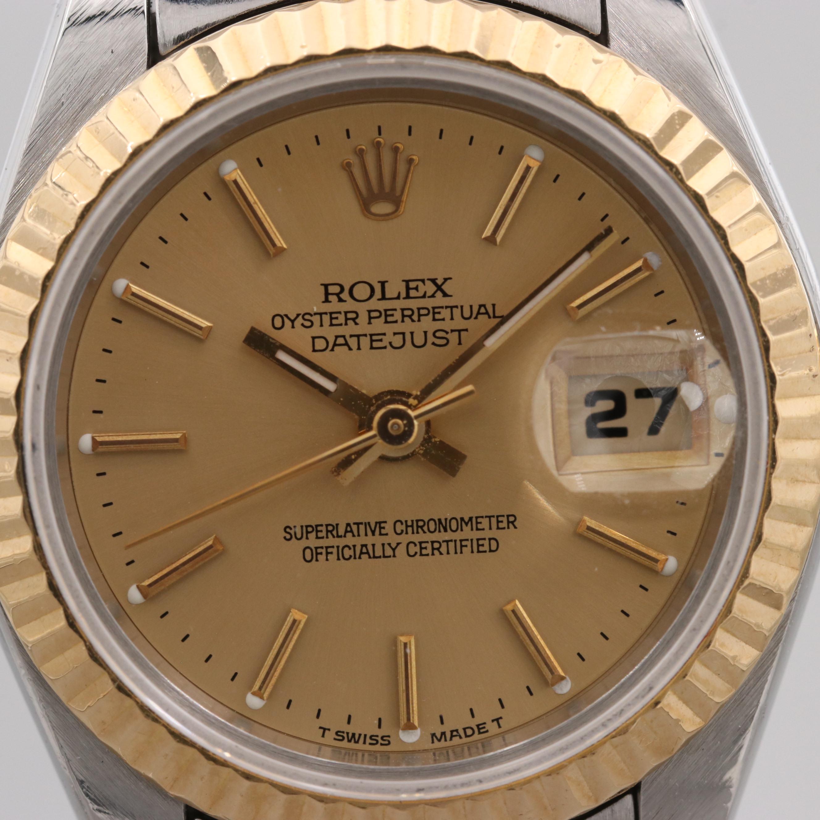 Rolex Datejust Stainless Steel and 18K Yellow Gold Watch, 1996