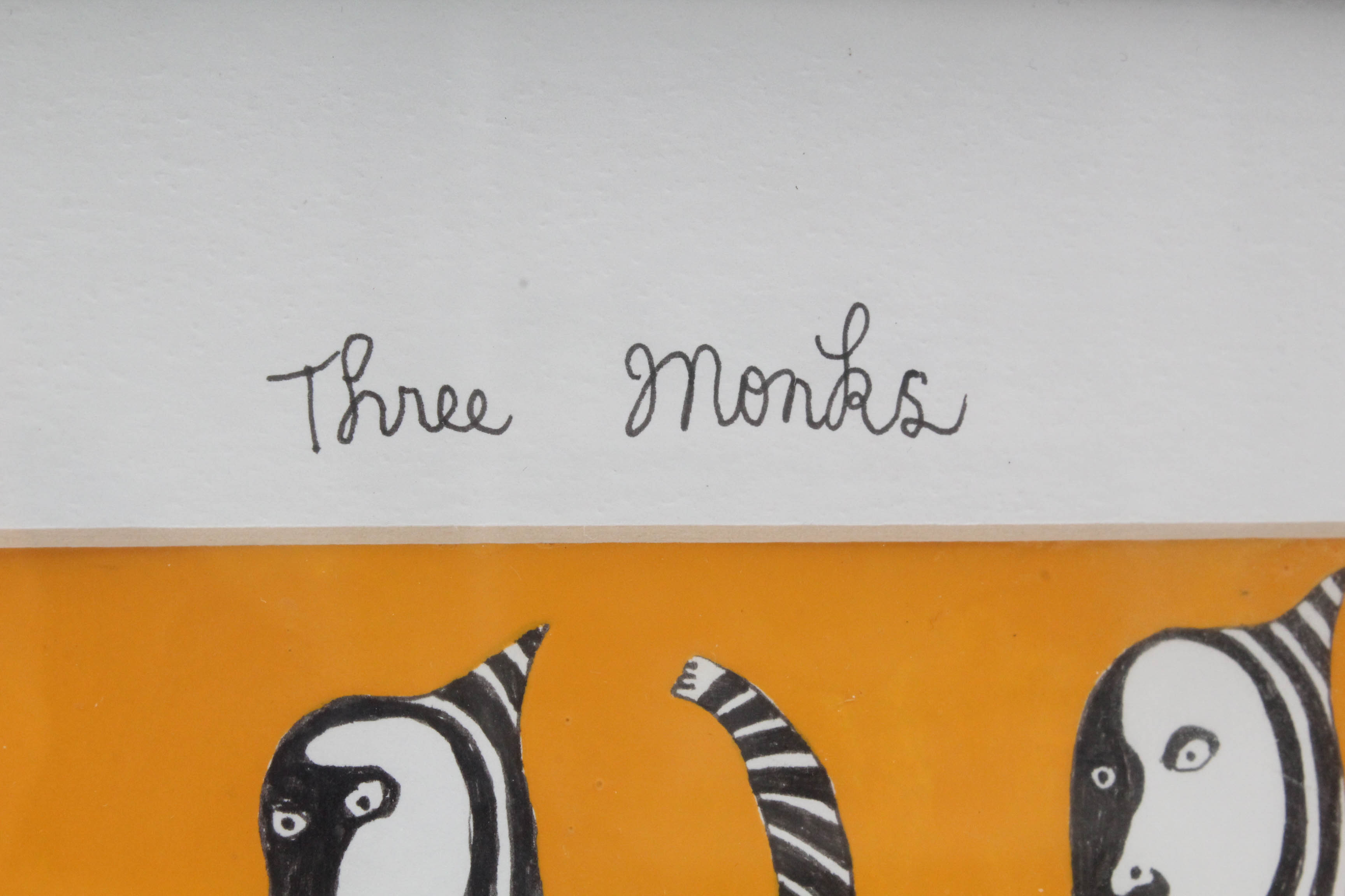 Levent Isik Mixed Media Drawing "Three Monks"