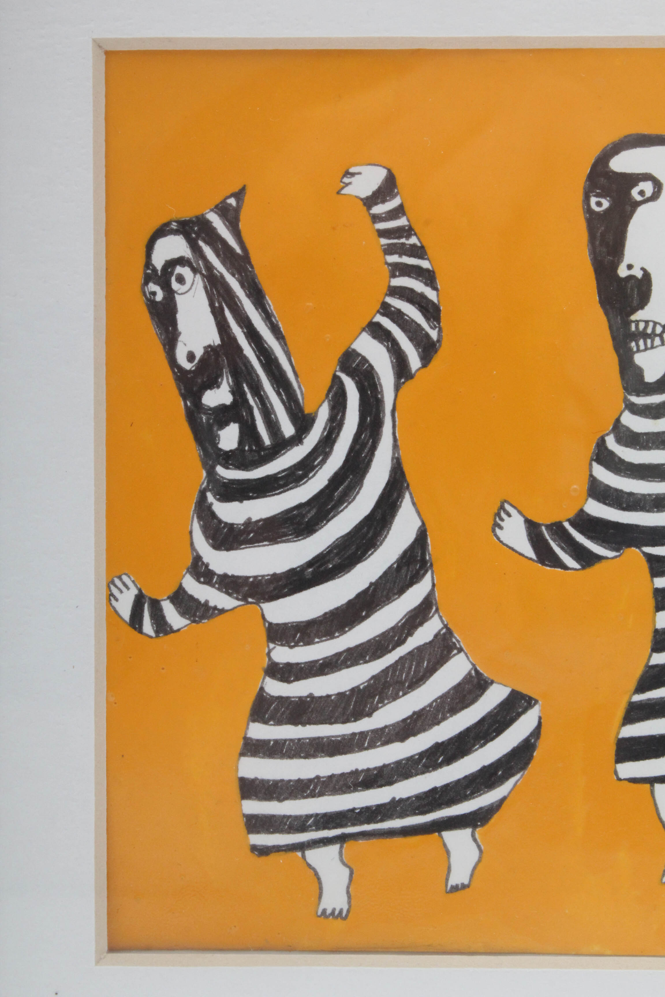 Levent Isik Mixed Media Drawing "Three Monks"