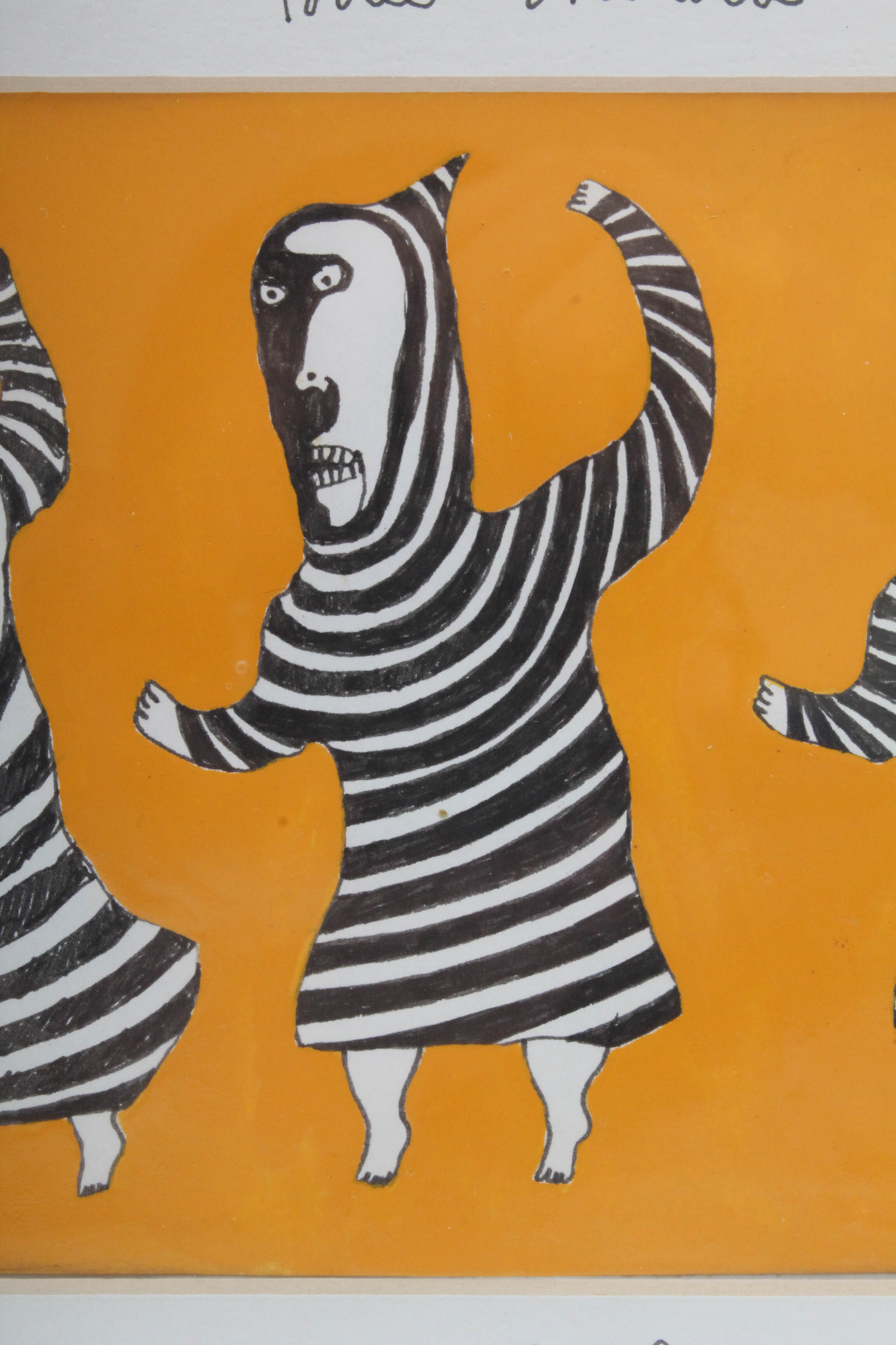 Levent Isik Mixed Media Drawing "Three Monks"