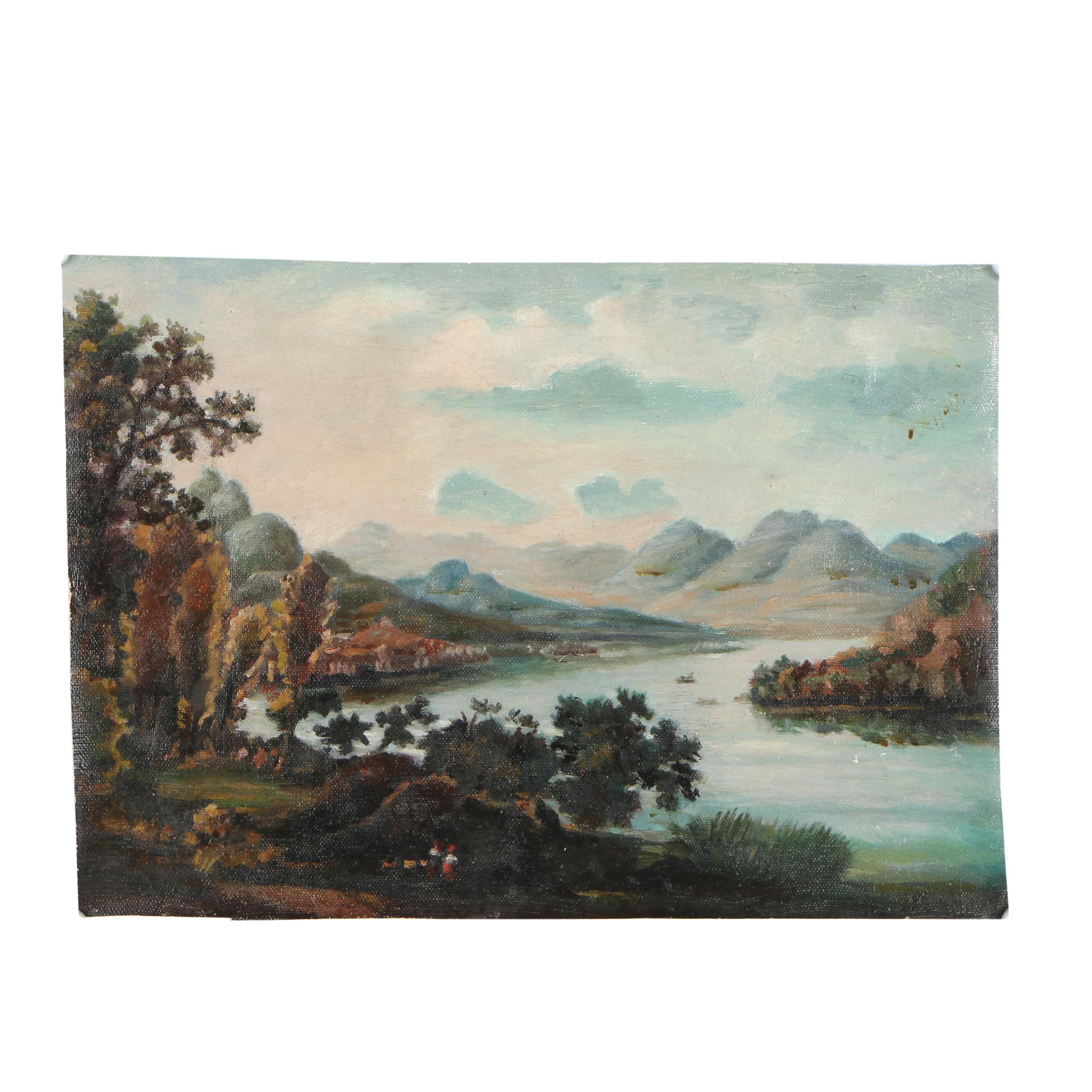 Landscape Oil Painting "By the Lake"