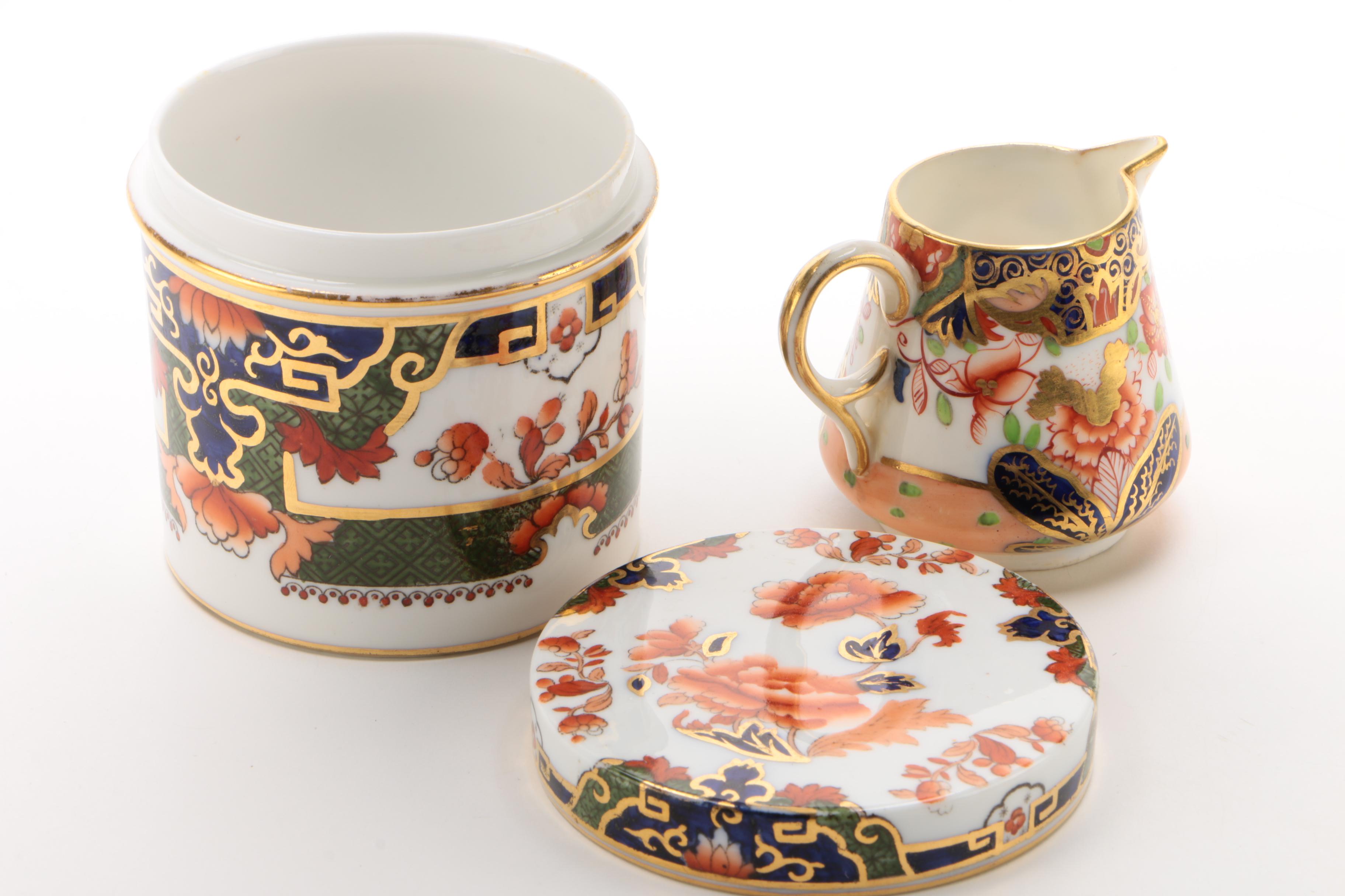 Copeland Spode "Imari" Demitasse Cup and Saucer with Creamer and Tea Canister