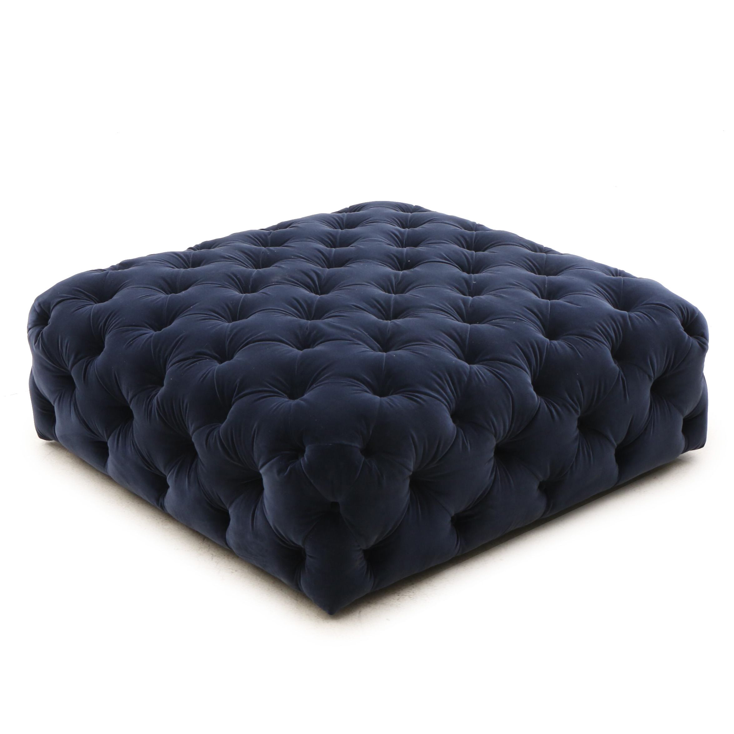 Blue Velvet Tufted Ottoman by Article