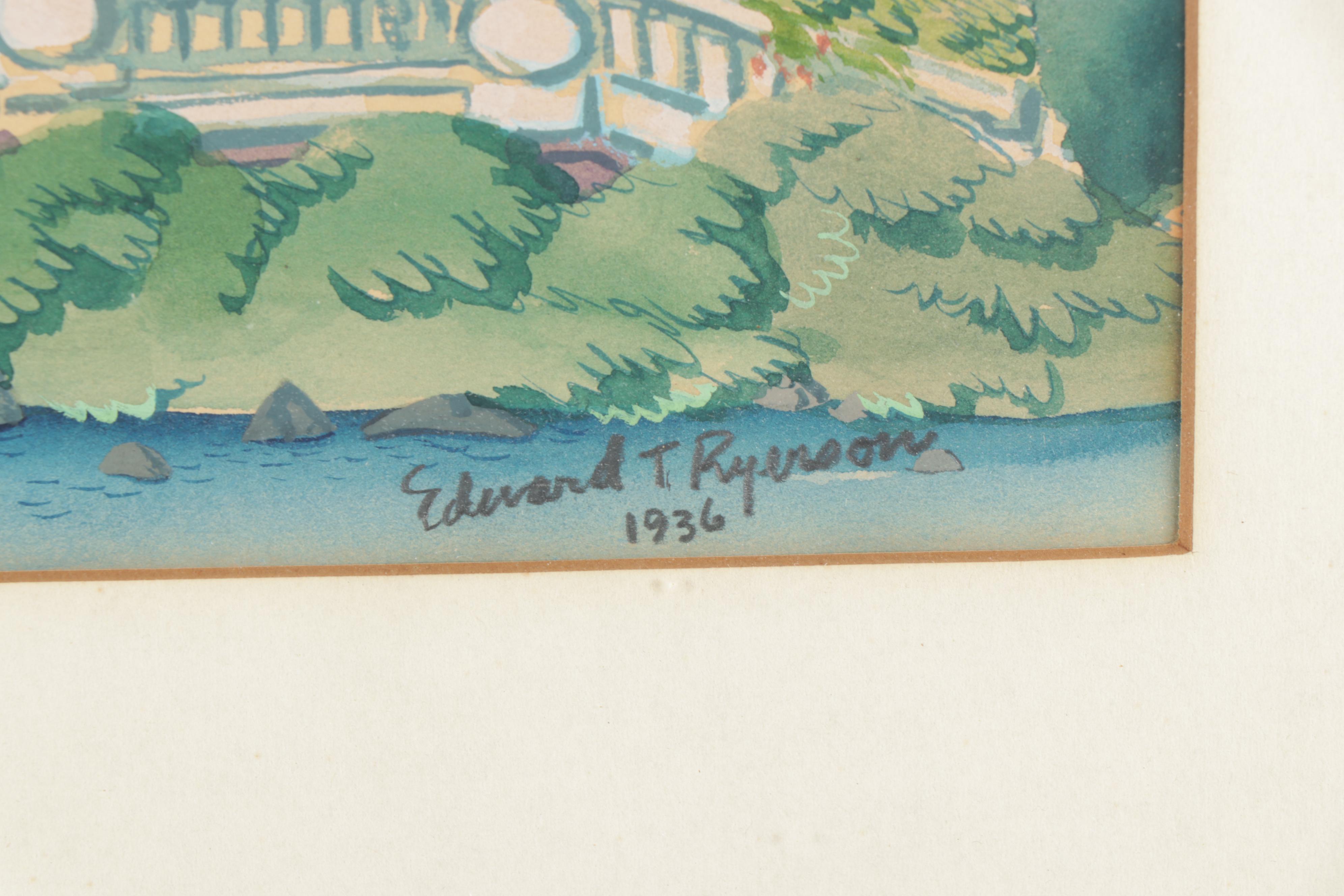 Edward Trowbridge Ryerson Gouache Painting "House on the Hudson"