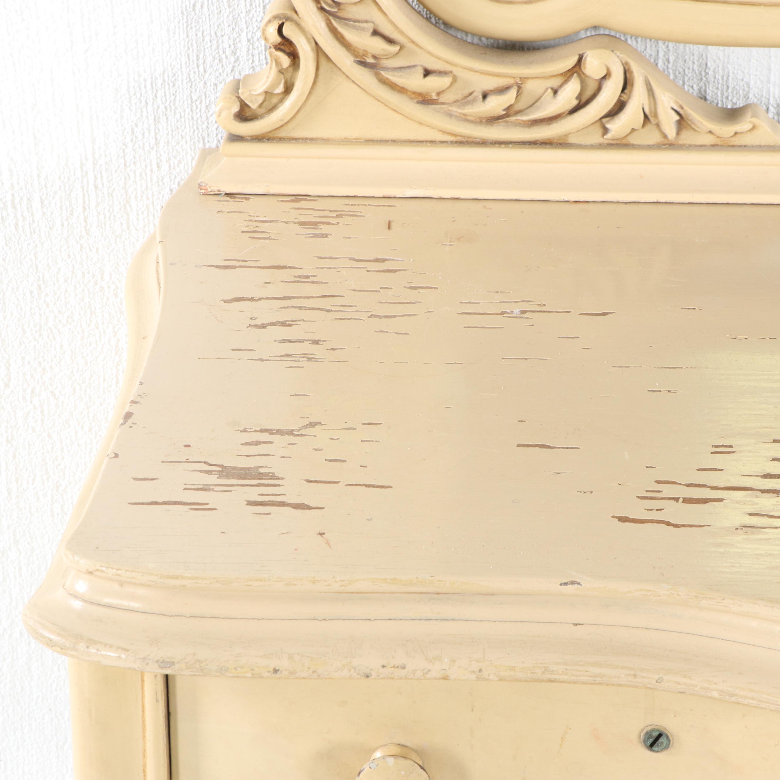 Late Victorian Style Creme-Painted Wooden Vanity Table by Quarter Sawn