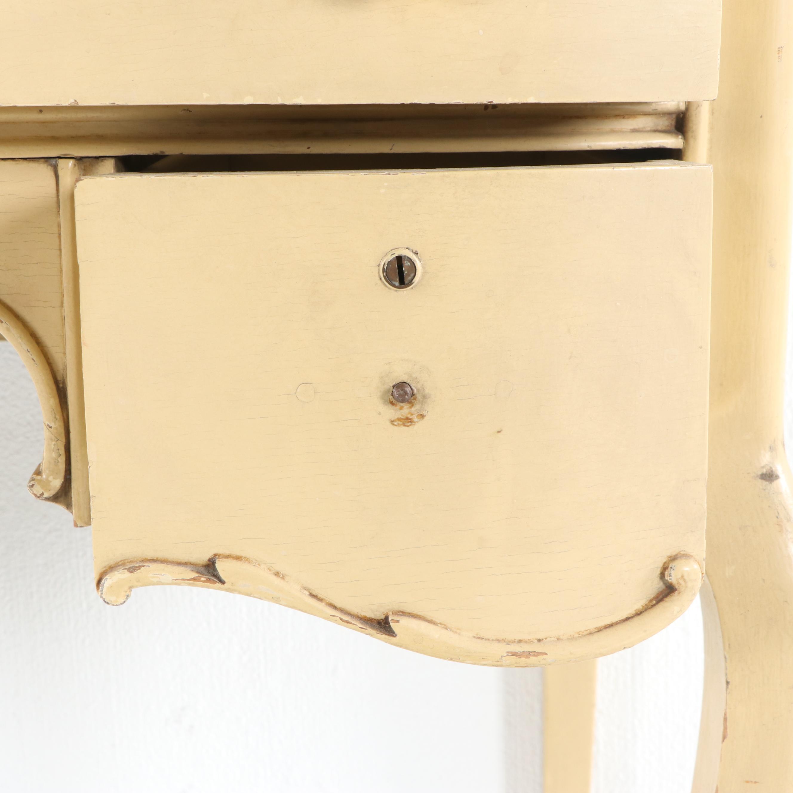 Late Victorian Style Creme-Painted Wooden Vanity Table by Quarter Sawn