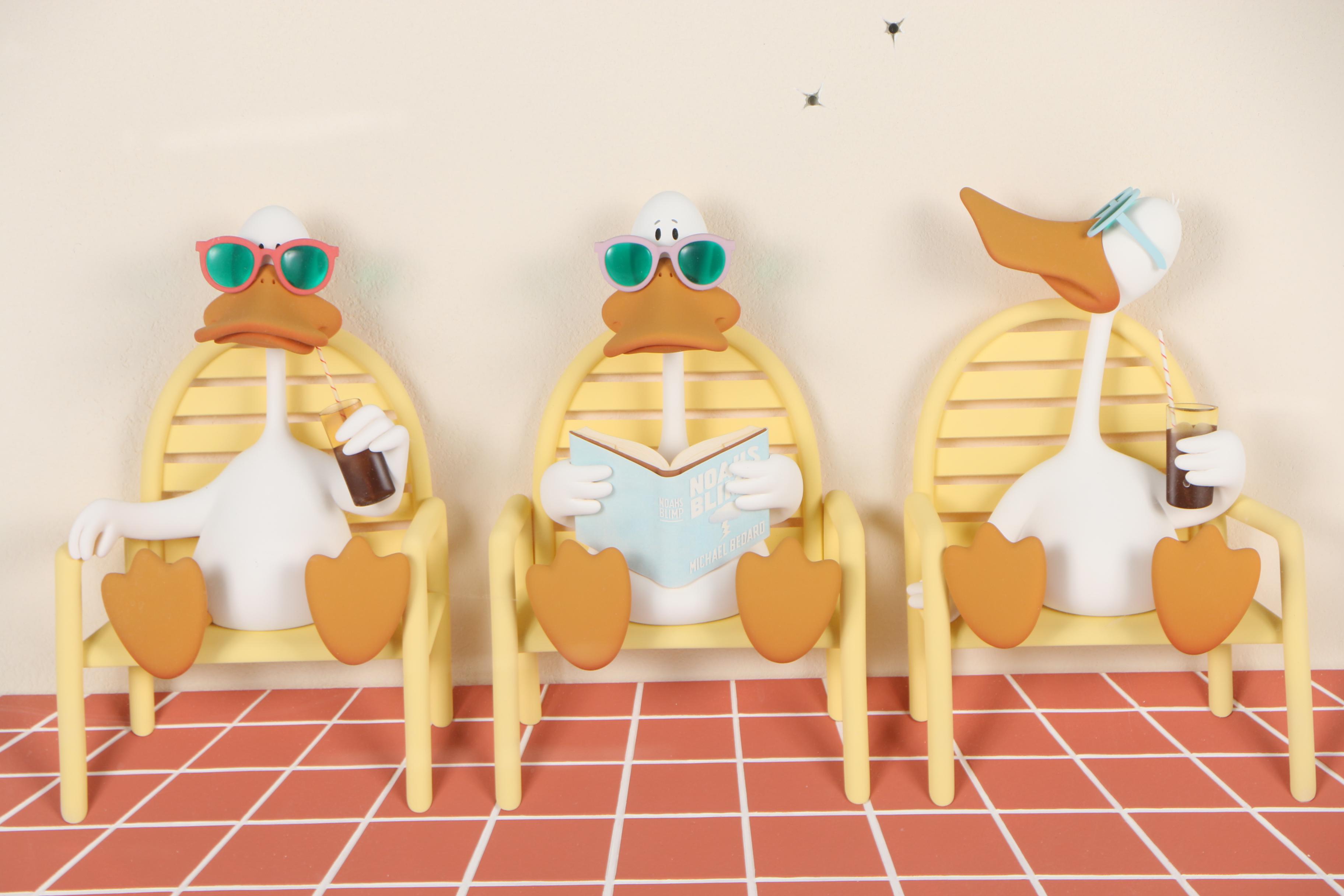 Michael Bedard High Relief Sculpture "Sitting Ducks"