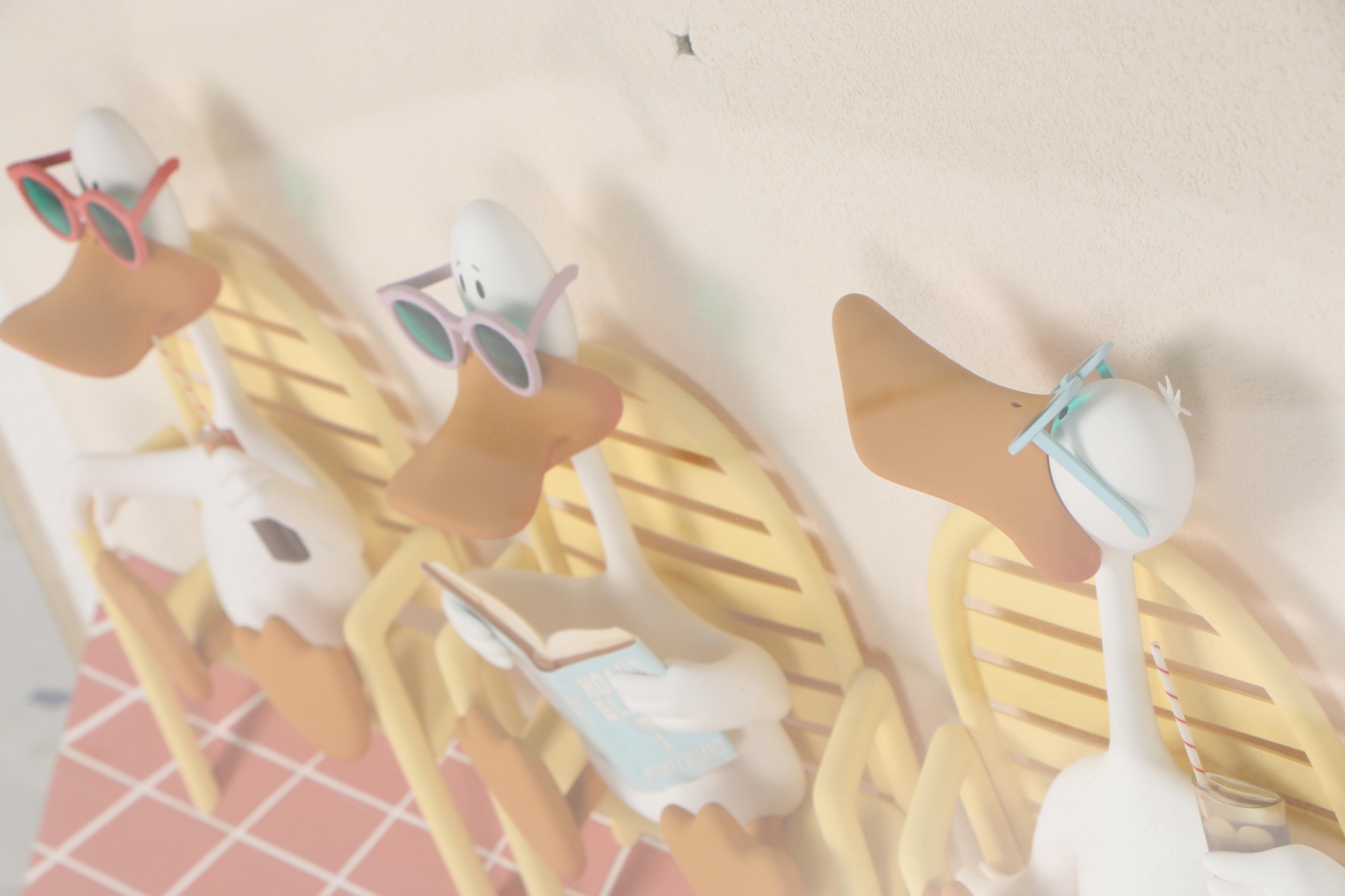 Michael Bedard High Relief Sculpture "Sitting Ducks"