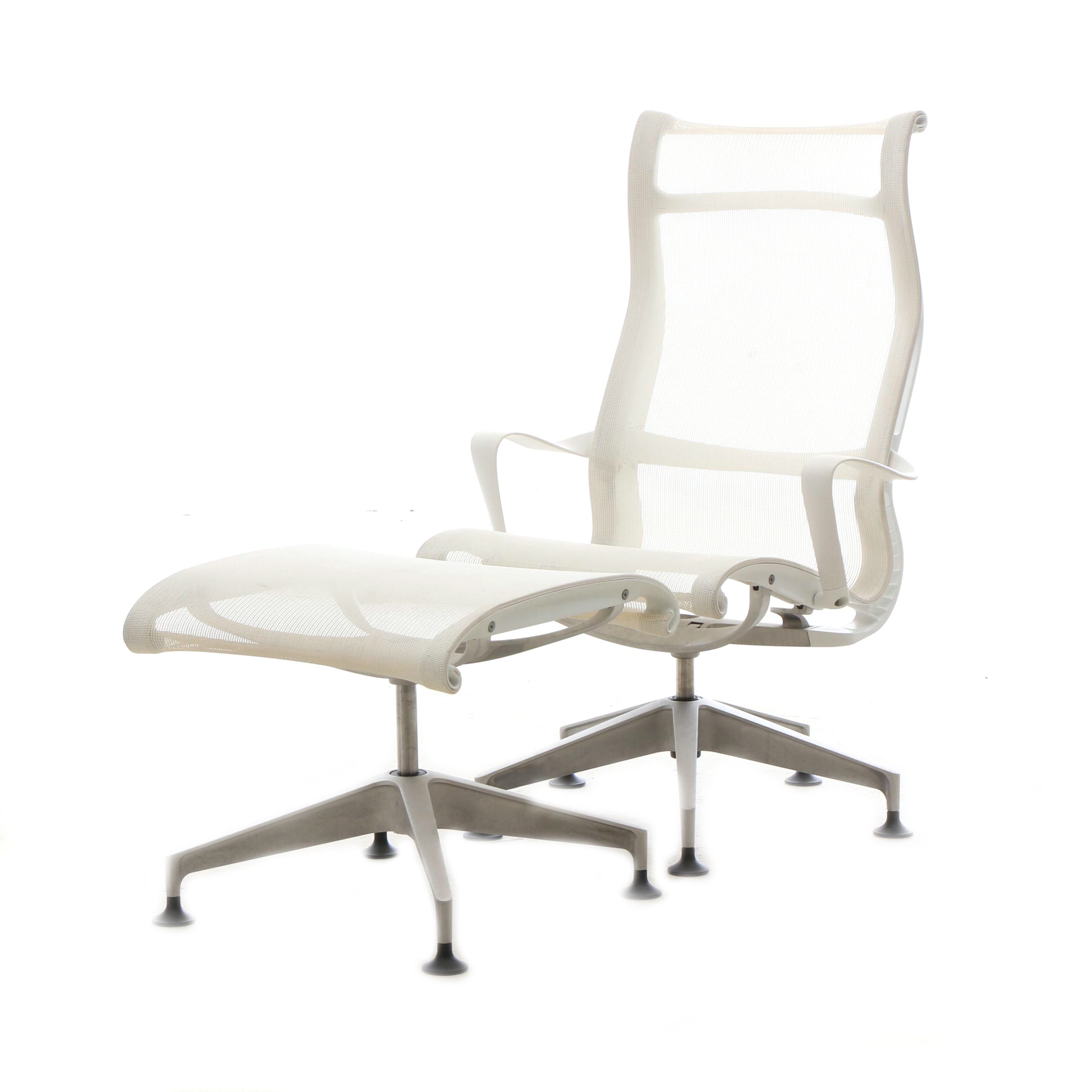 Herman Miller "Setu" Lounge Chair with Ottoman in White