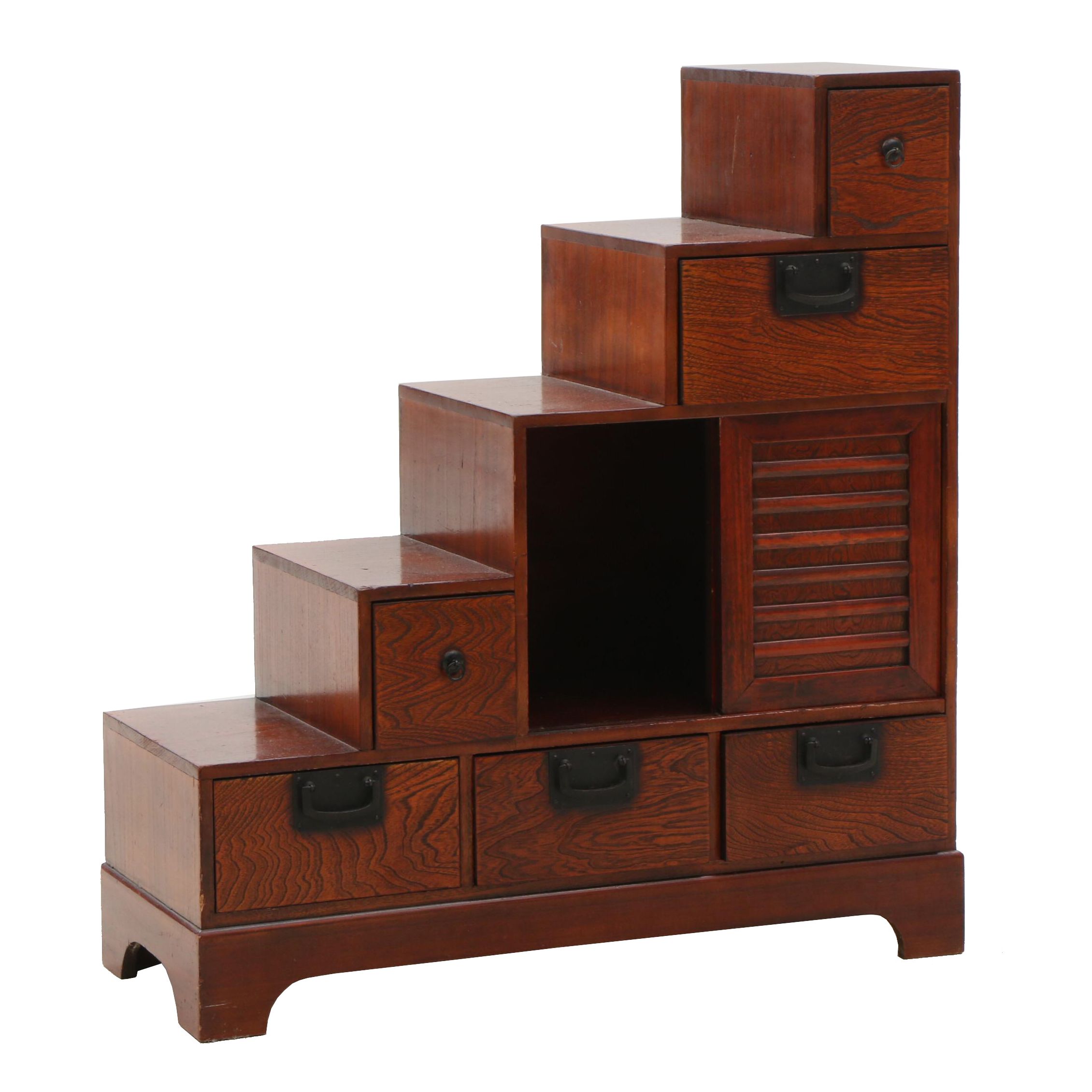 Japanese Elm Stepped Tansu Cabinet in Elm