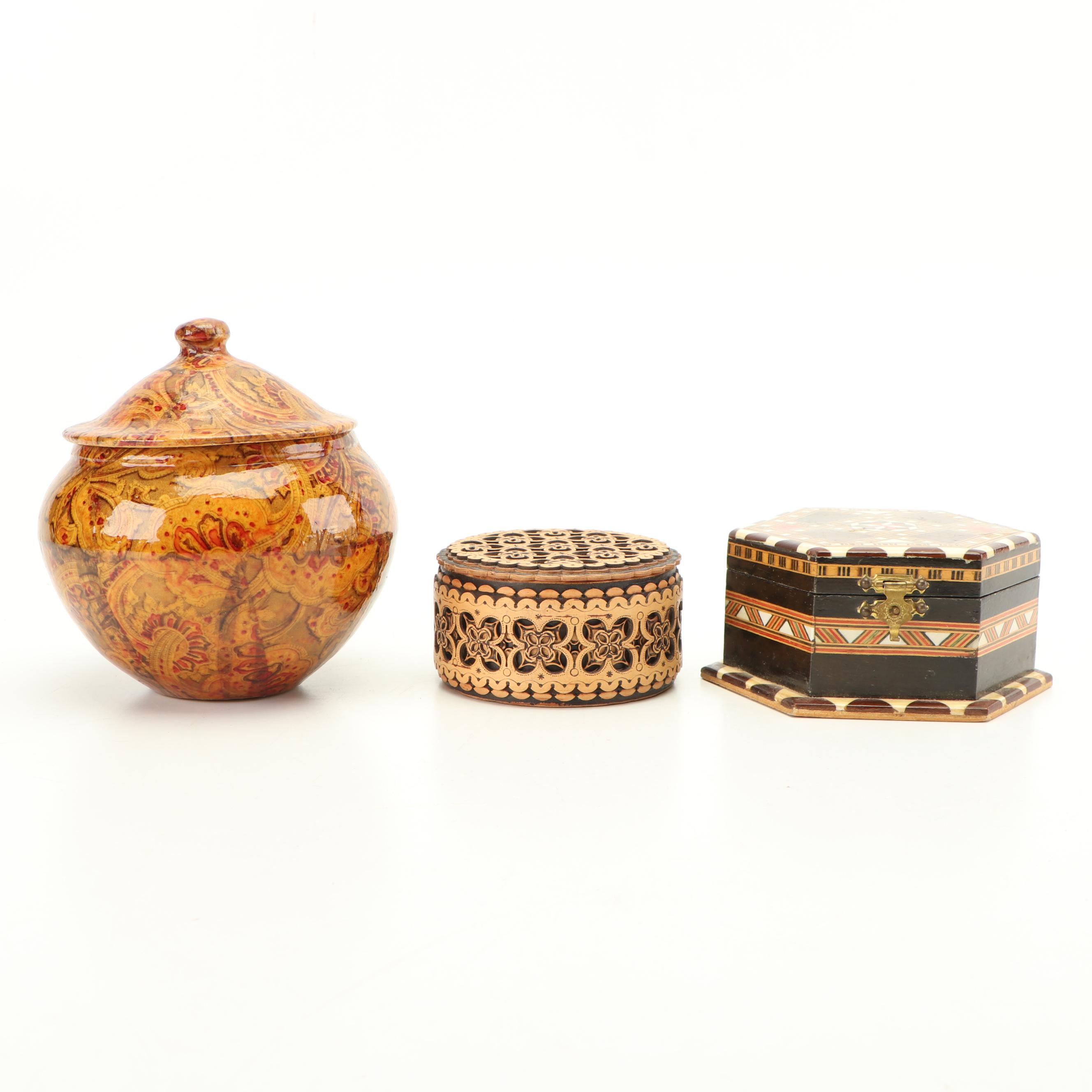 Carved Wooden Elephant Figurine, Decorative Boxes and Other Home Decor