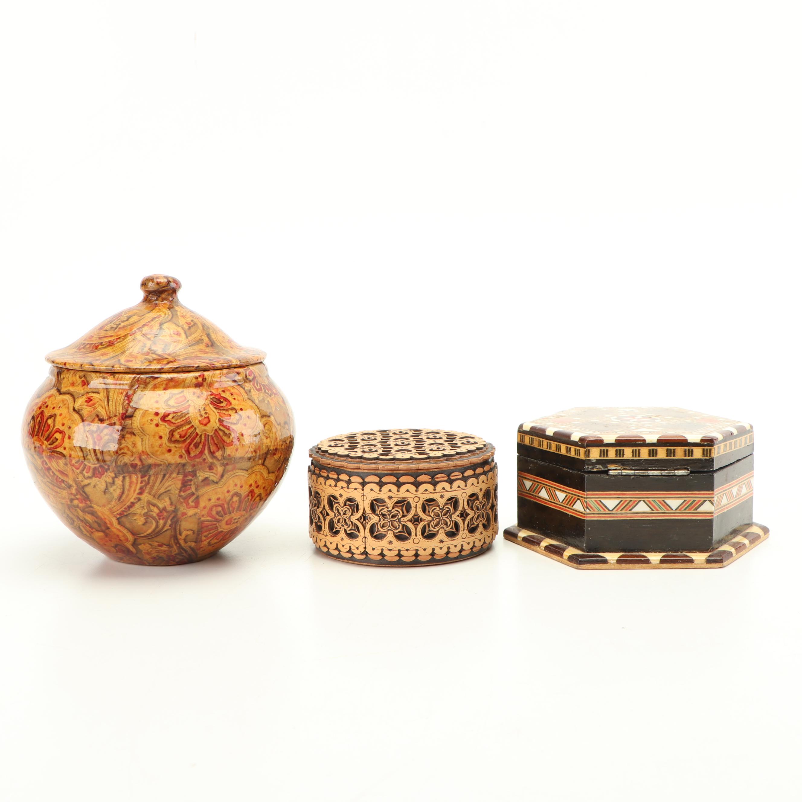 Carved Wooden Elephant Figurine, Decorative Boxes and Other Home Decor