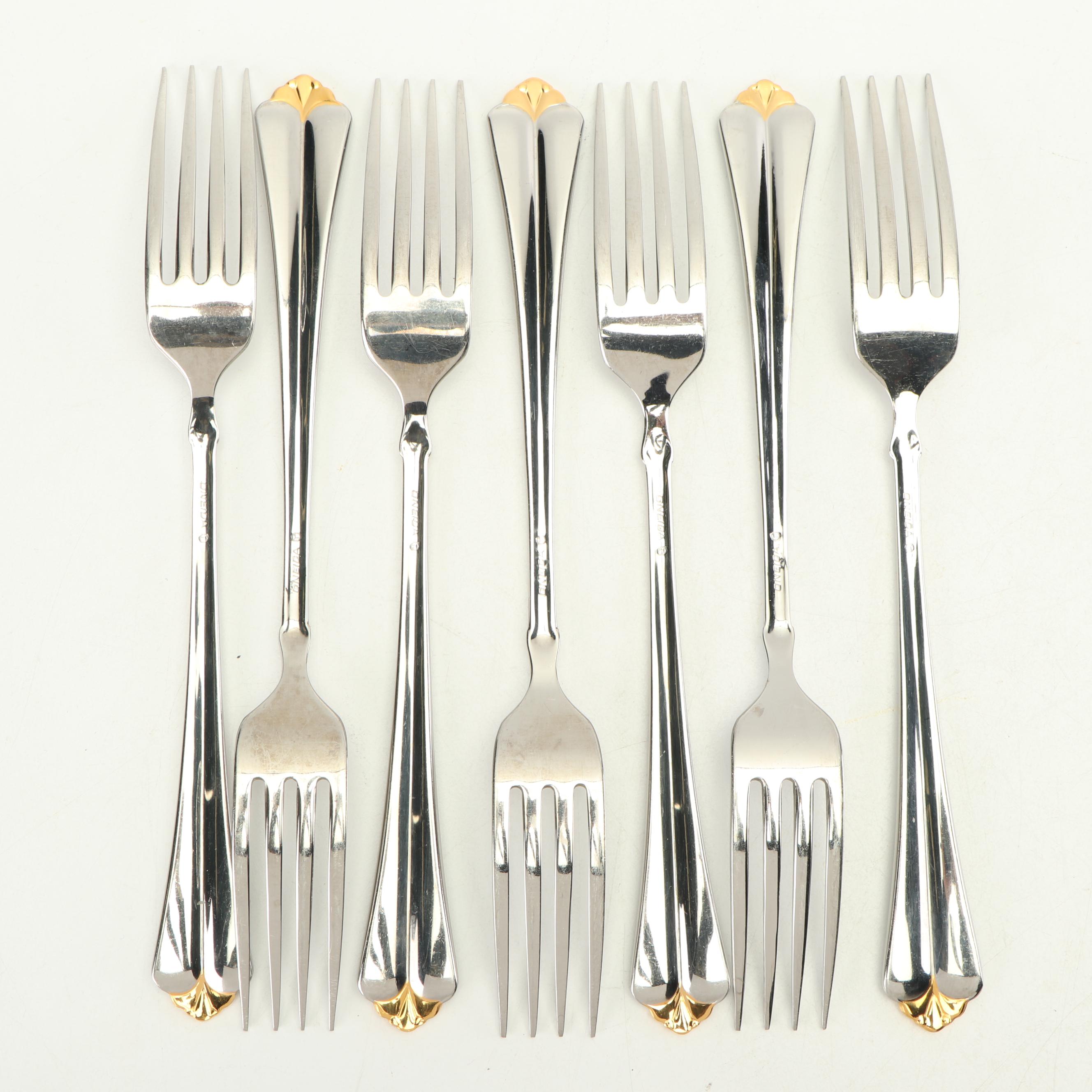 Oneida "Golden Juilliard" Stainless and 24 Gold Accent Flatware