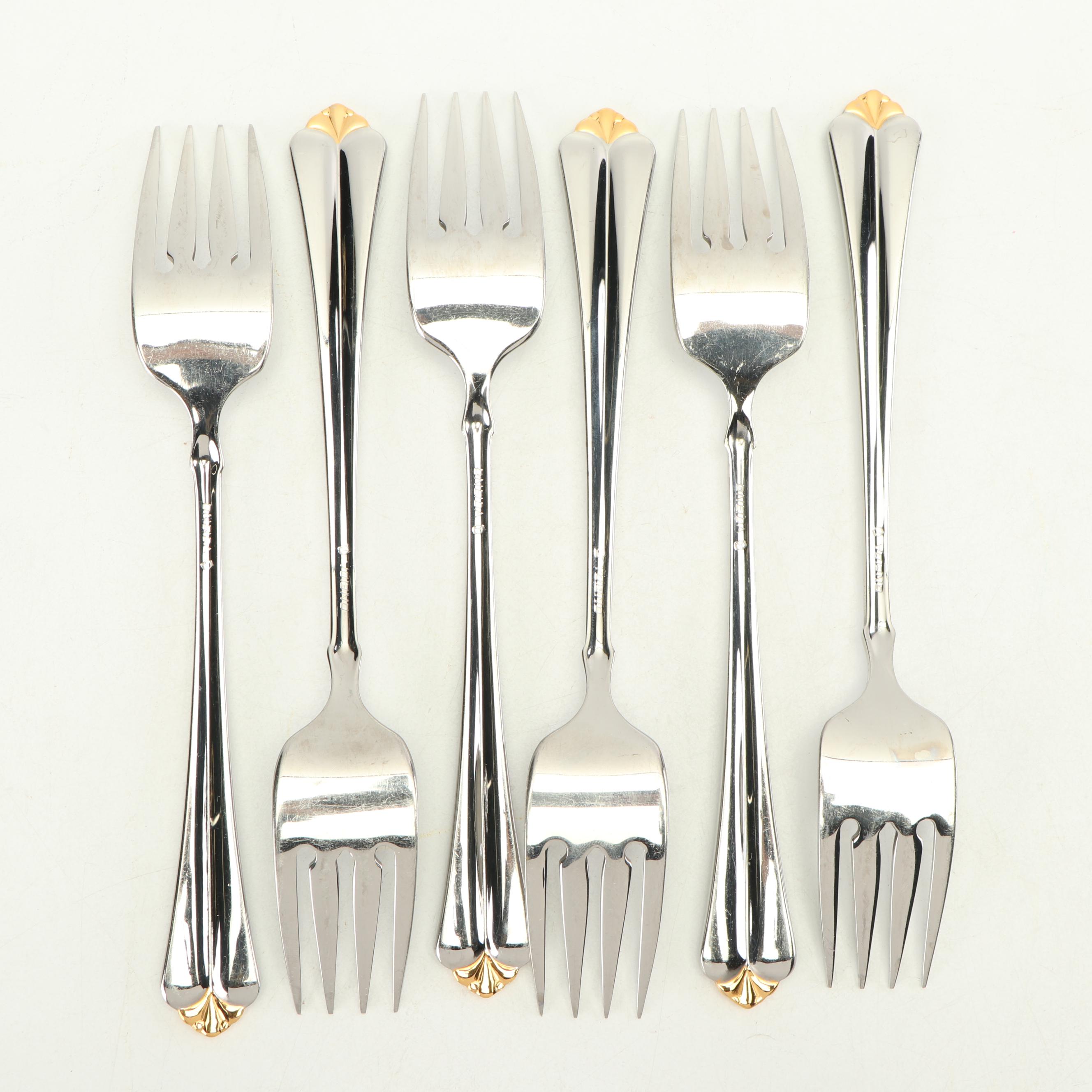 Oneida "Golden Juilliard" Stainless and 24 Gold Accent Flatware