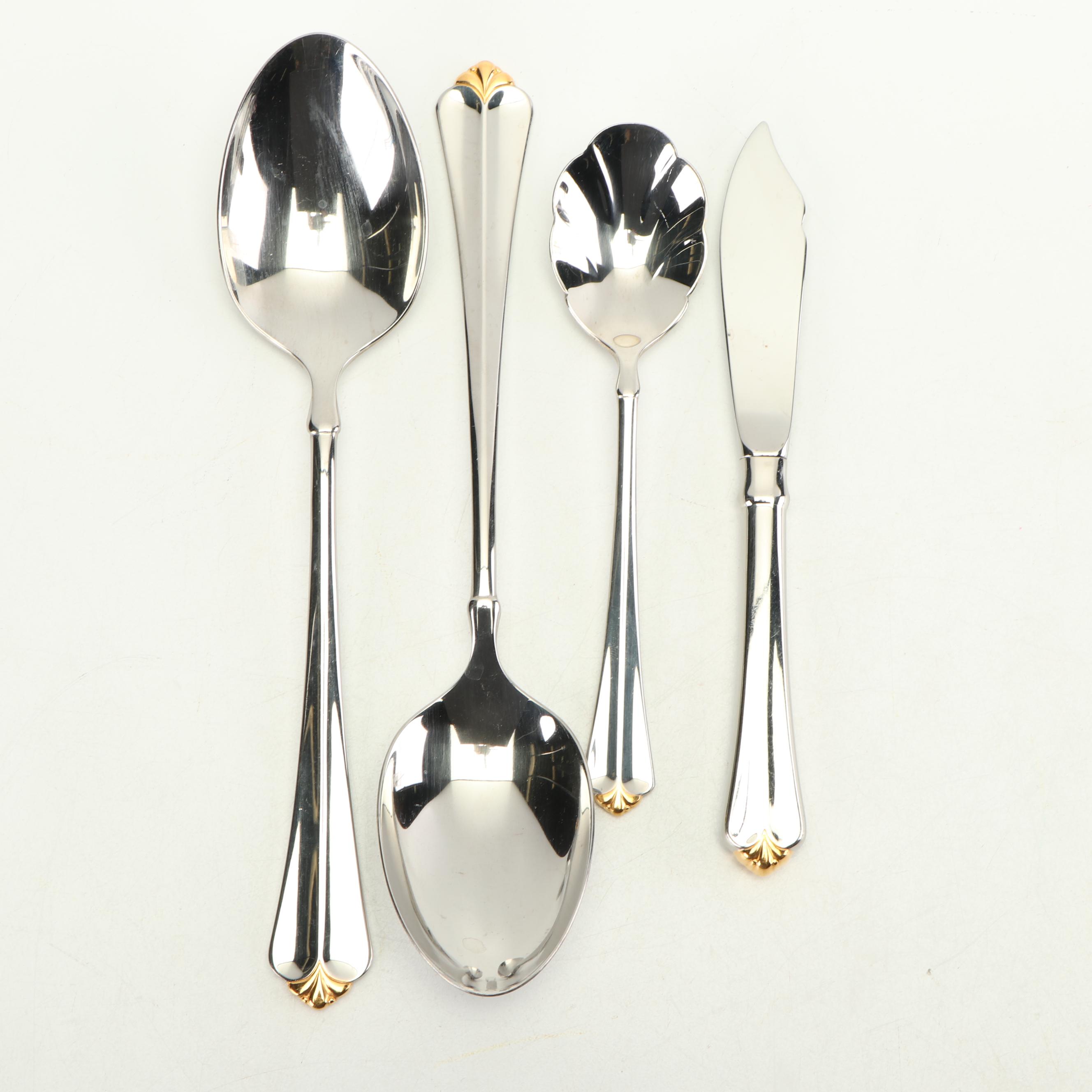 Oneida "Golden Juilliard" Stainless and 24 Gold Accent Flatware
