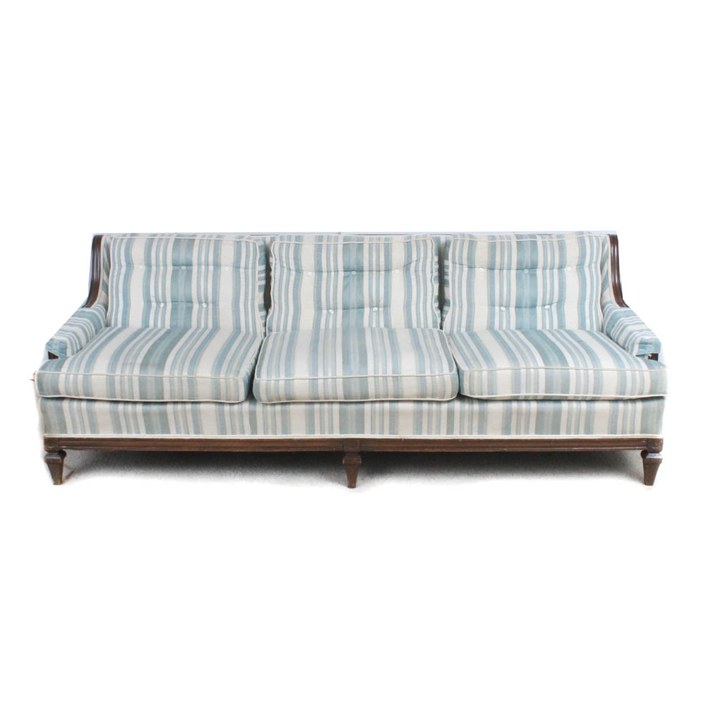 Vintage Wood Framed Upholstered Sofa