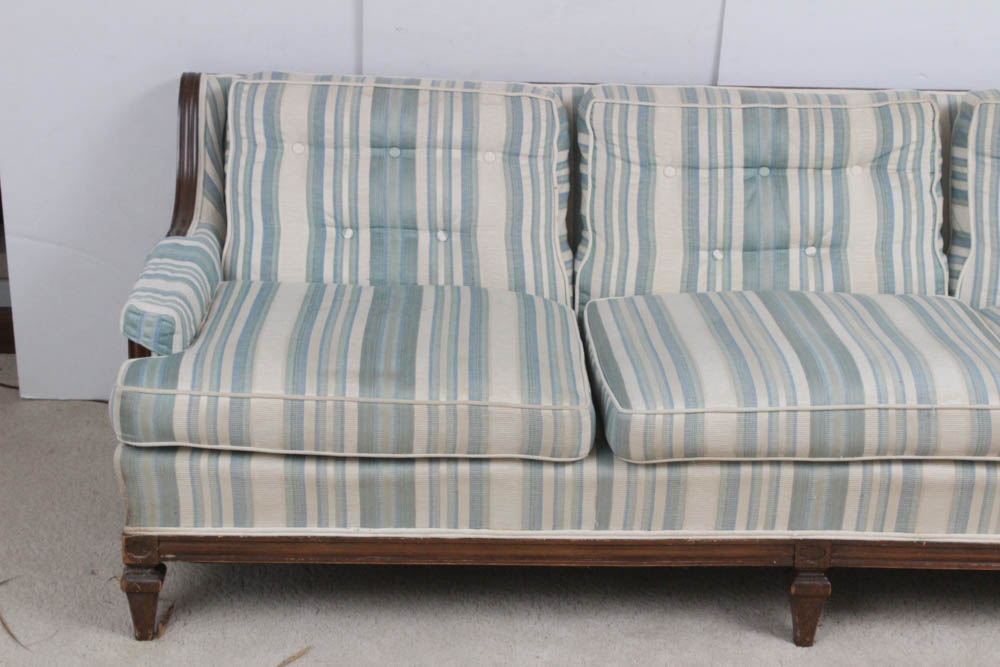 Vintage Wood Framed Upholstered Sofa