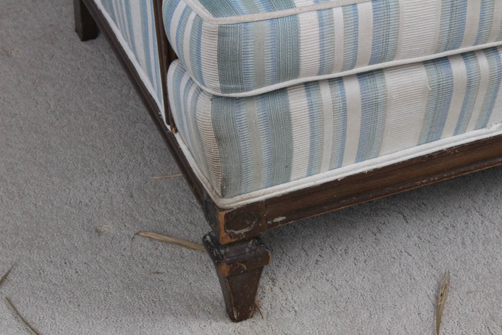 Vintage Wood Framed Upholstered Sofa