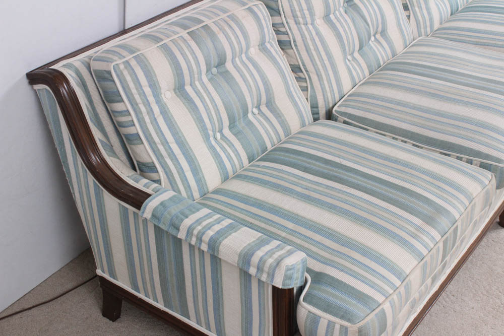 Vintage Wood Framed Upholstered Sofa