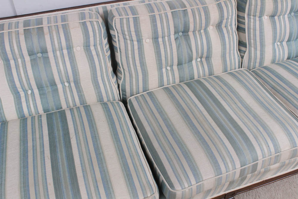 Vintage Wood Framed Upholstered Sofa