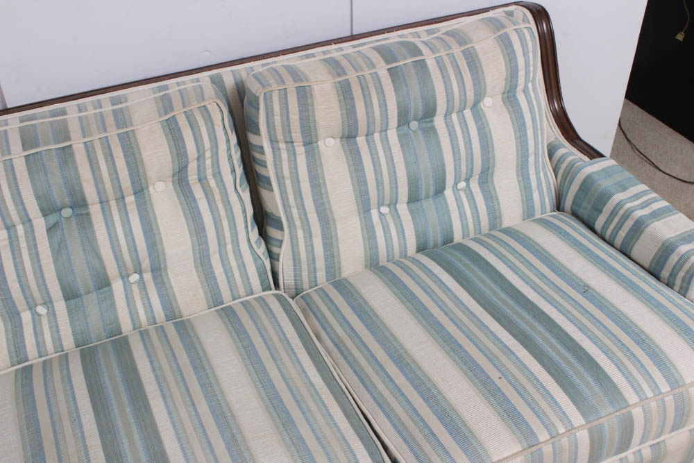 Vintage Wood Framed Upholstered Sofa