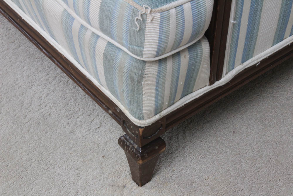 Vintage Wood Framed Upholstered Sofa