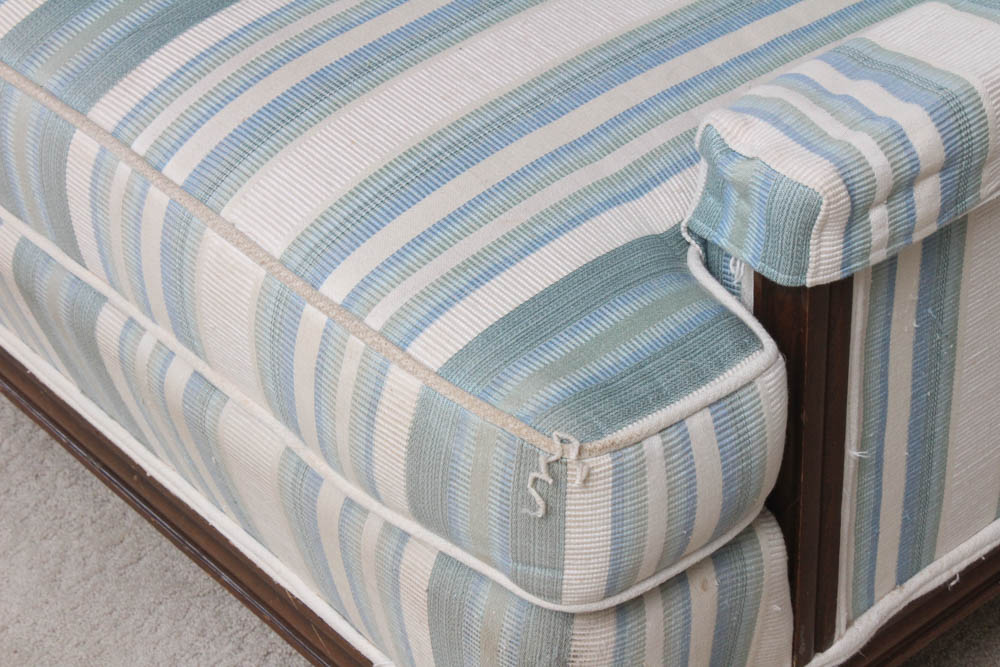 Vintage Wood Framed Upholstered Sofa