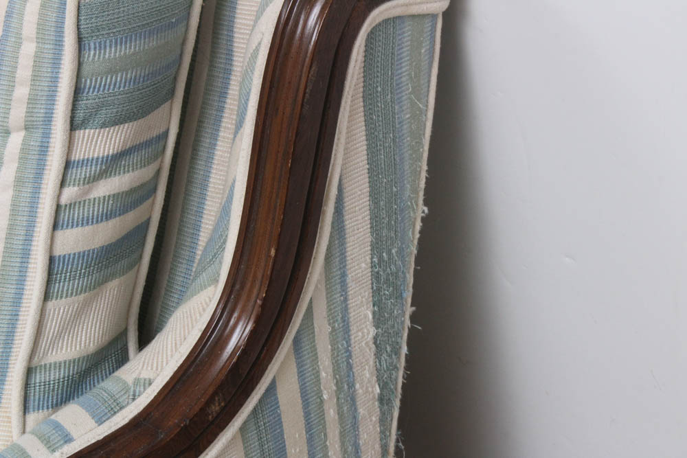 Vintage Wood Framed Upholstered Sofa