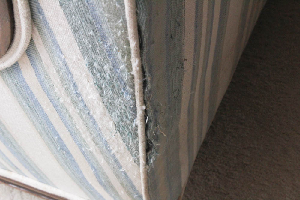 Vintage Wood Framed Upholstered Sofa