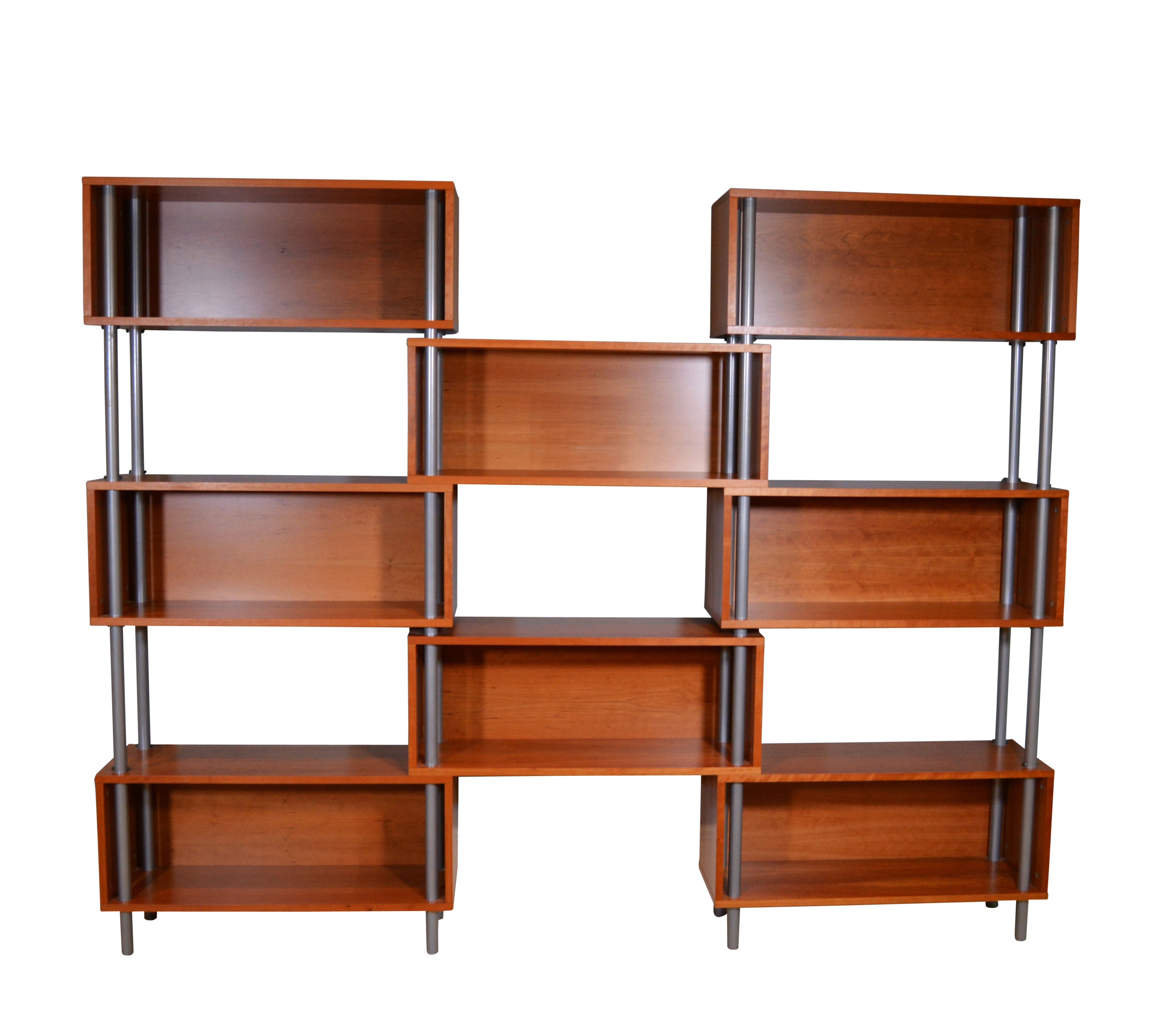 Modern "Chicago 8-box" Cherry Veneer and Steel Shelving Unit by Blu Dot
