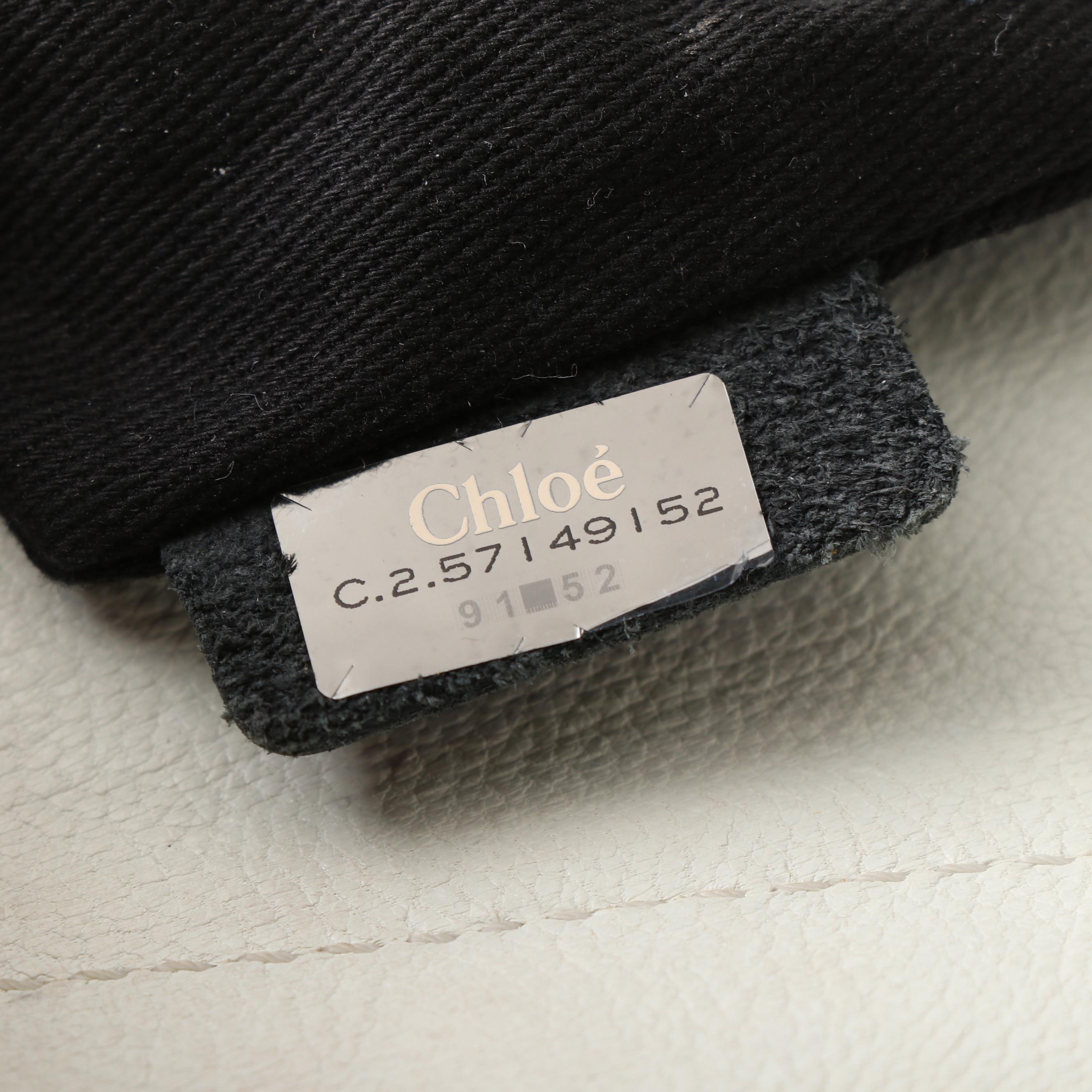 Chloé White Grained Leather and Brown Leather Tote Bag