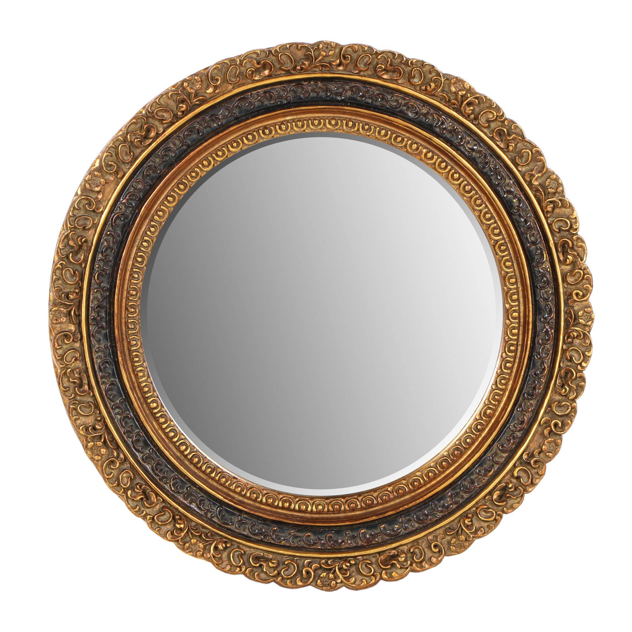 Contemporary Gold and Bronze Toned Round Wall Mirror