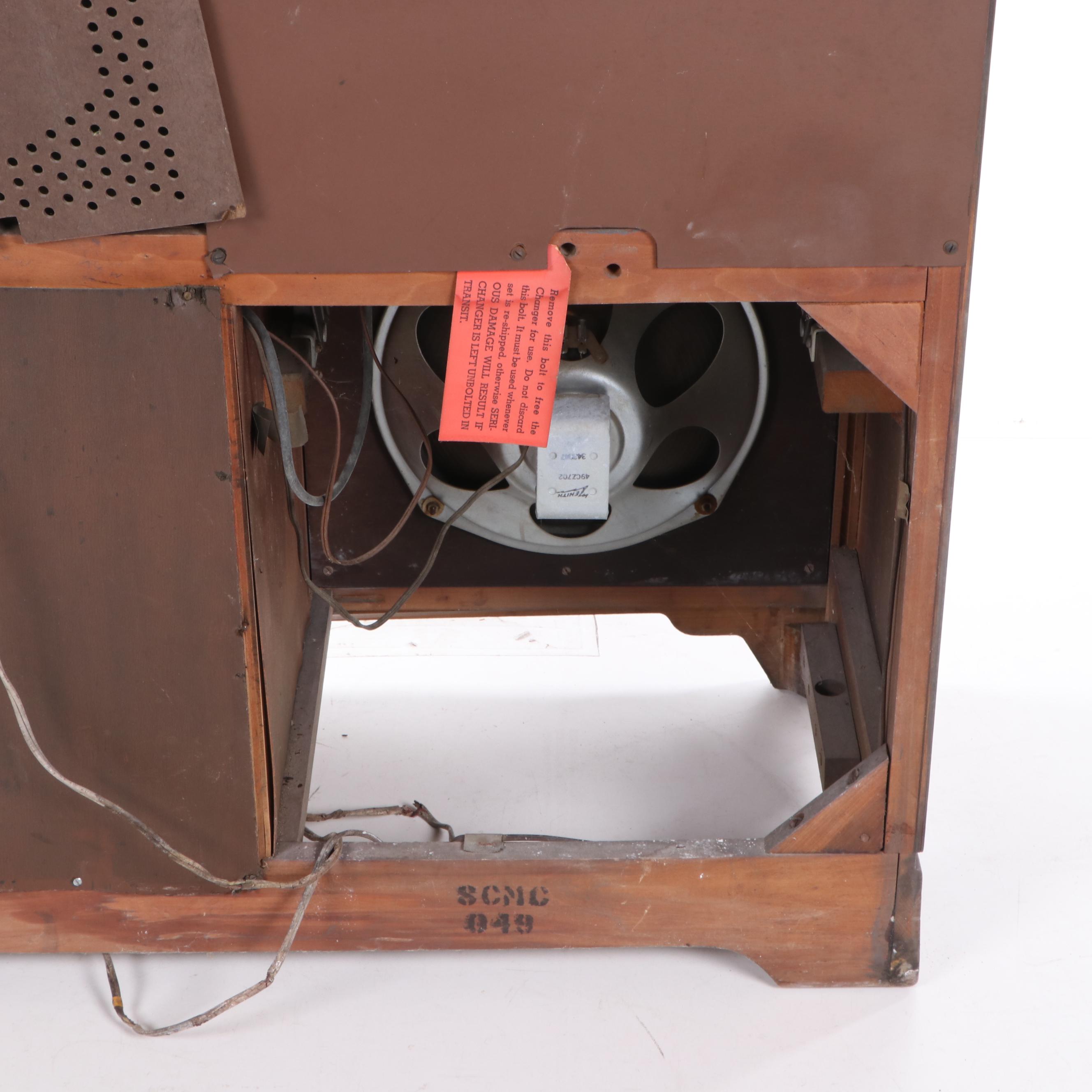 Zenith Cobramatic Mahogany Turntable and Radio Cabinet, 1950's