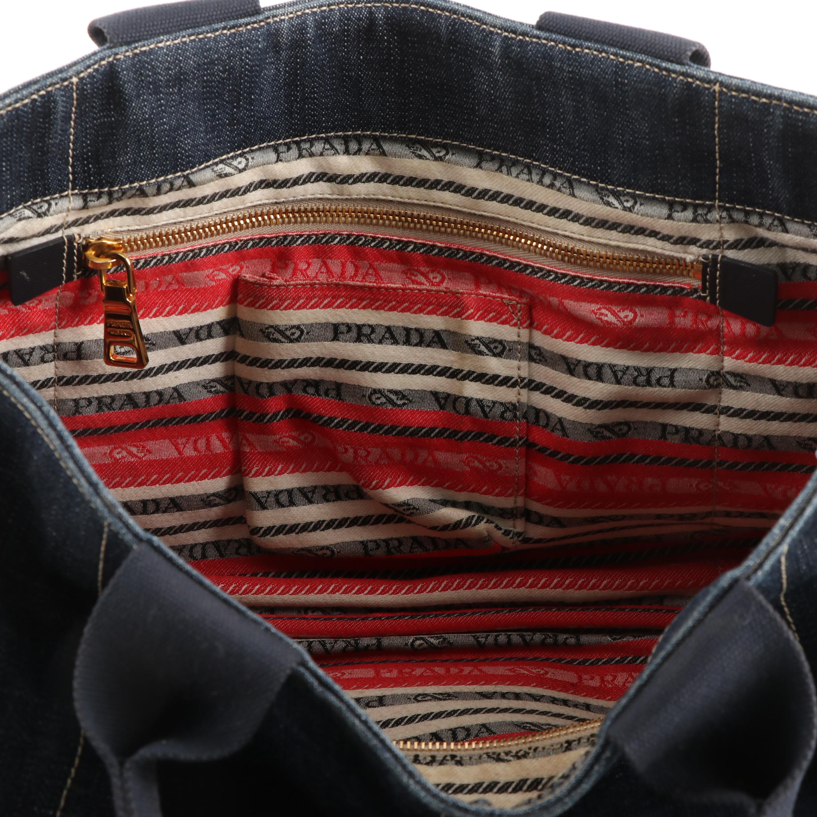 Prada Denim Shopper Tote Handbag