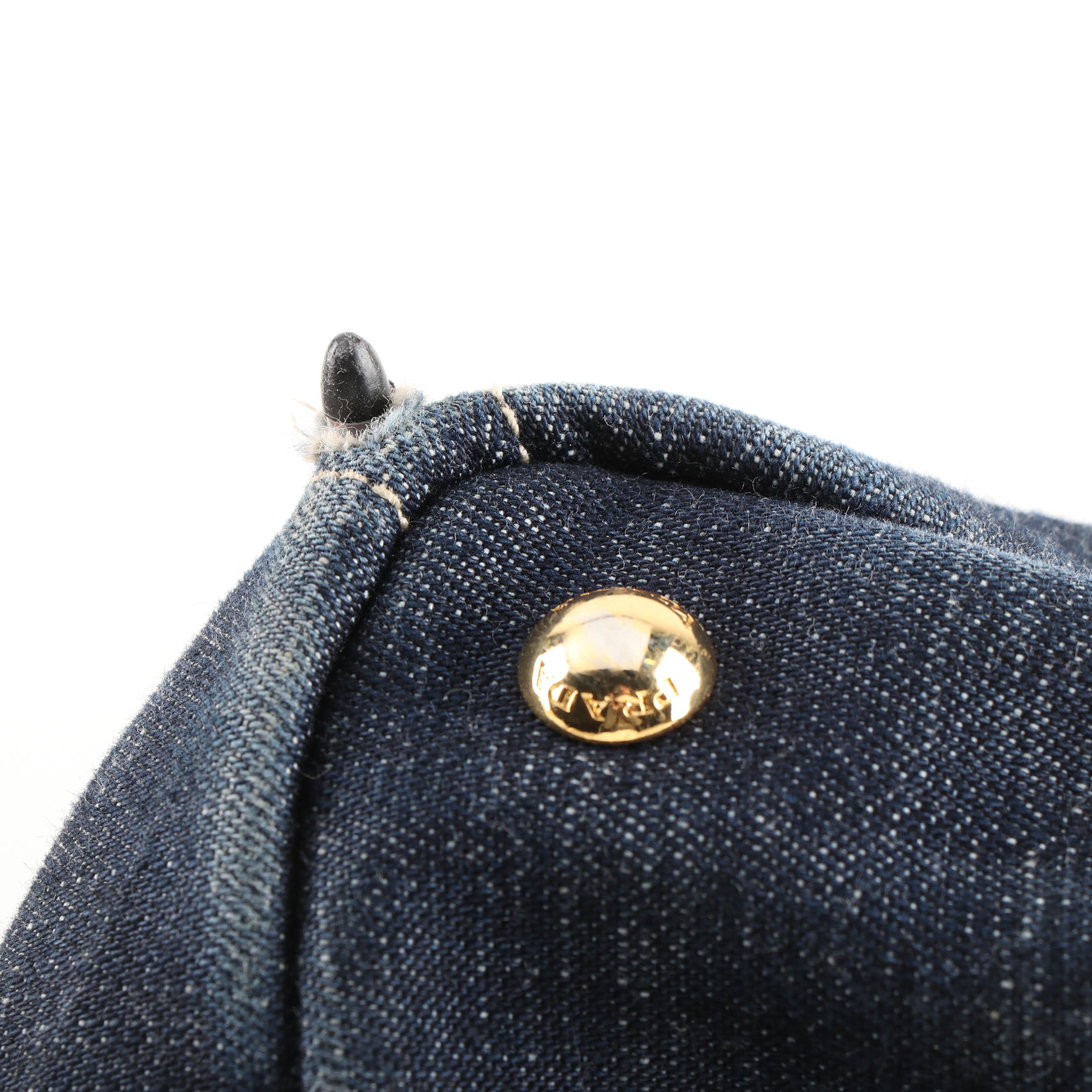 Prada Denim Shopper Tote Handbag