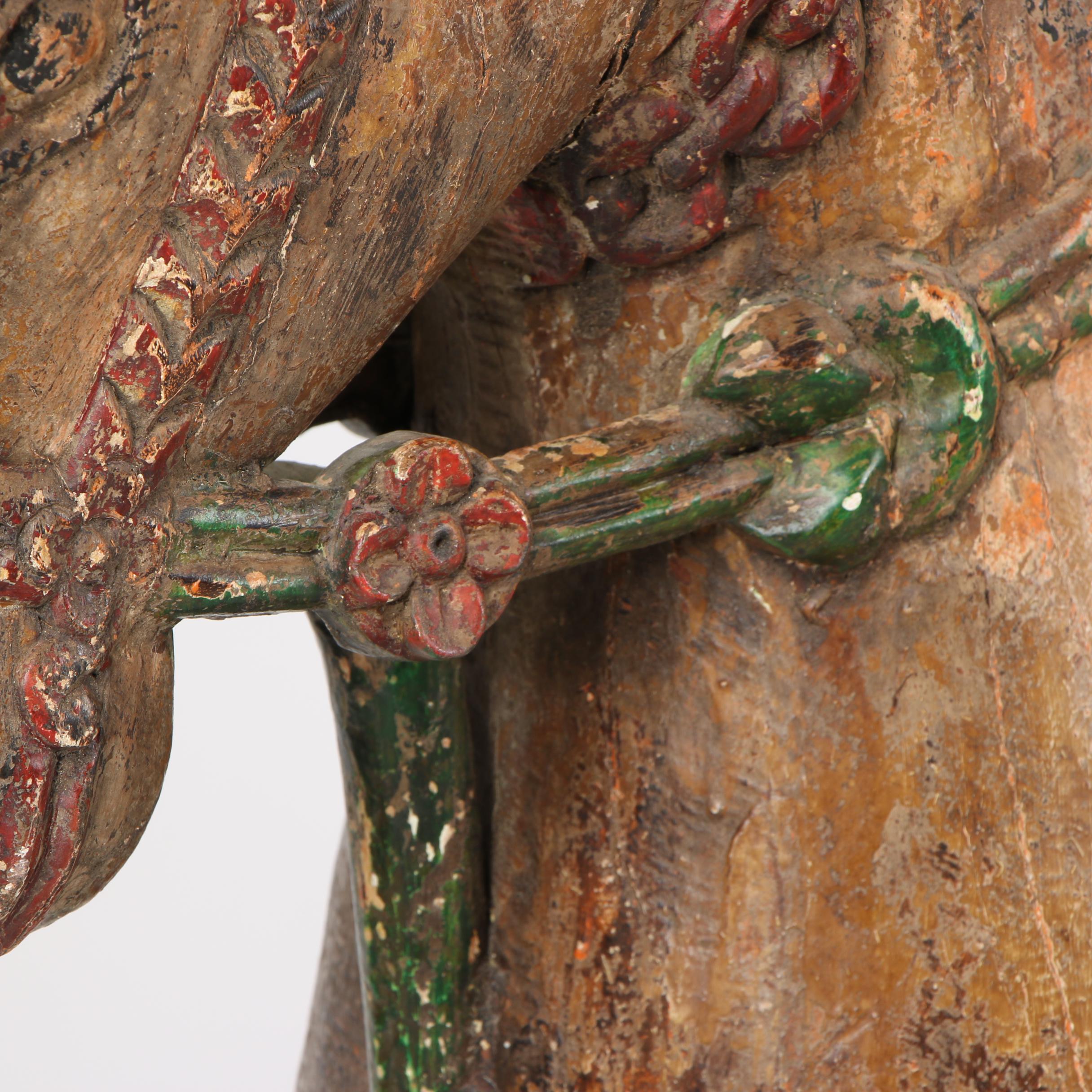 Wooden Horse Statue on Wheeled Base