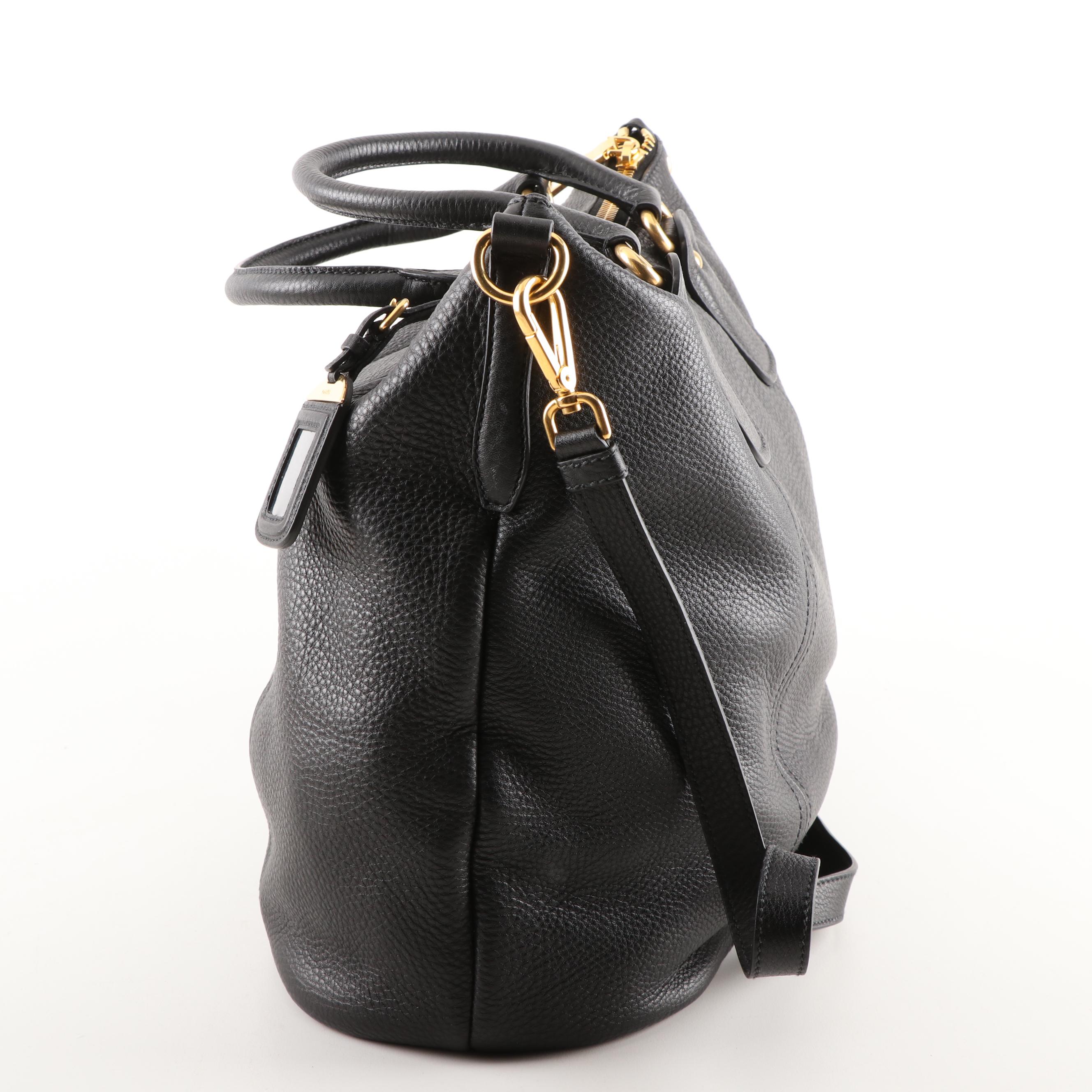 Prada Milano Nero Vitello Daino Leather Tote Shoulder Bag