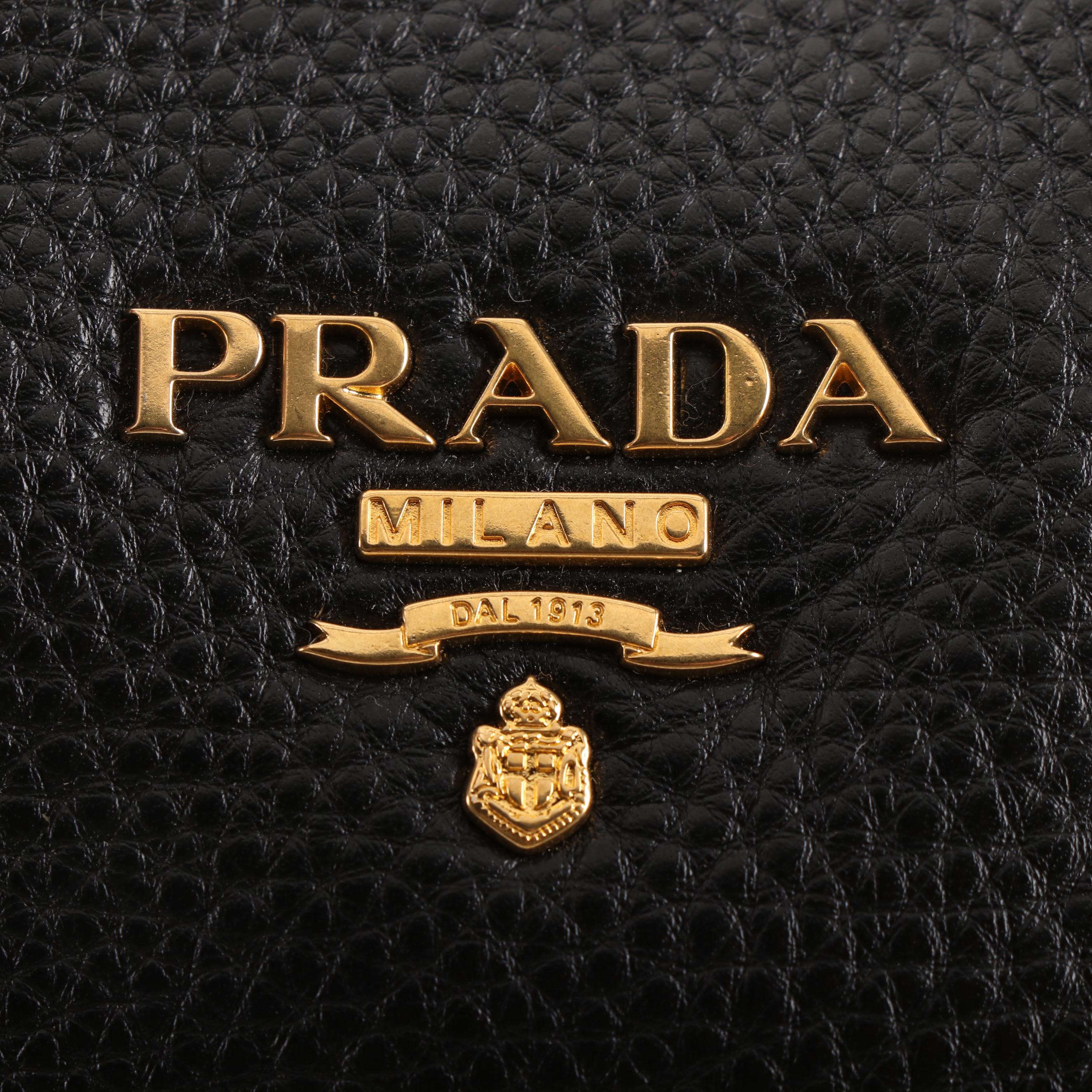 Prada Milano Nero Vitello Daino Leather Tote Shoulder Bag