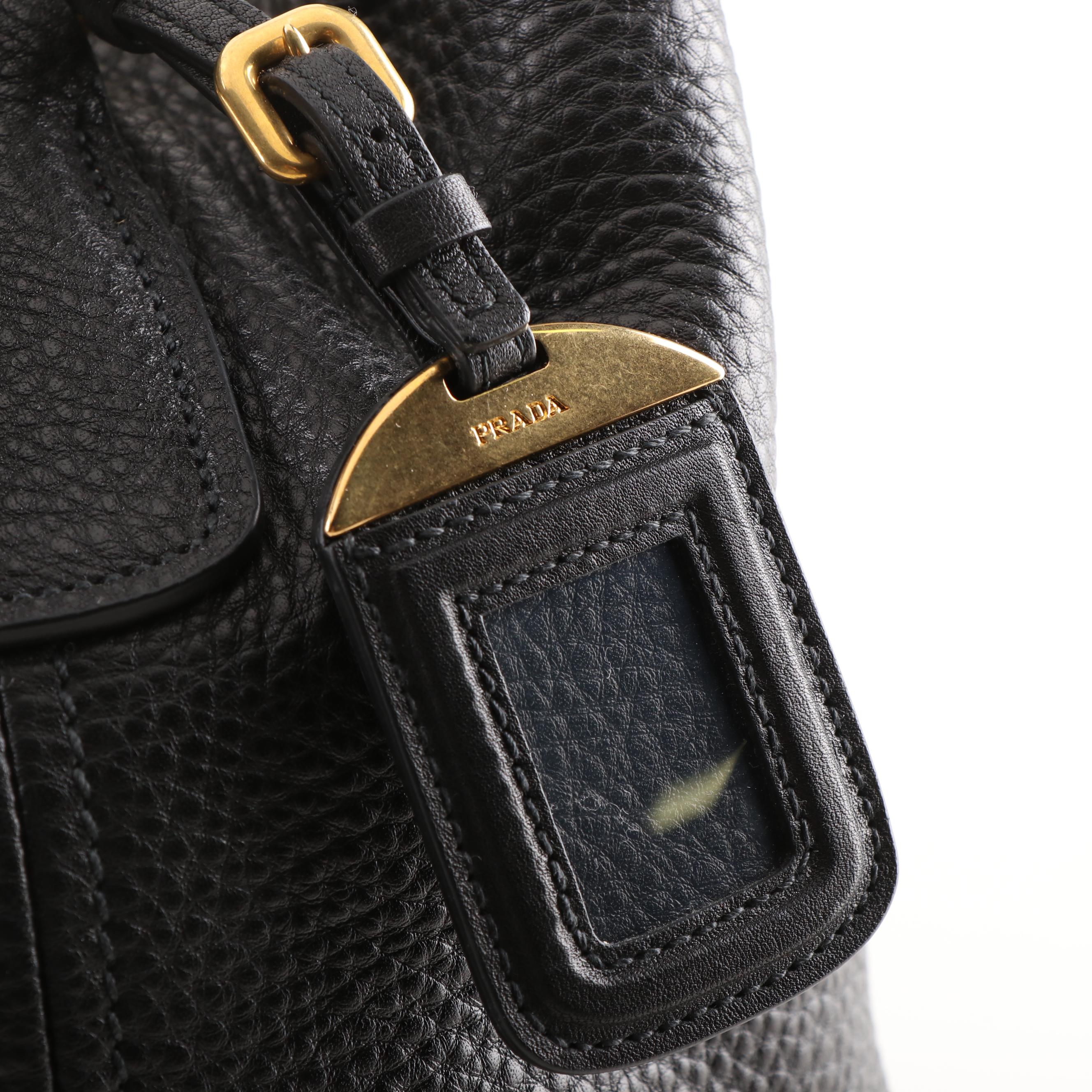 Prada Milano Nero Vitello Daino Leather Tote Shoulder Bag