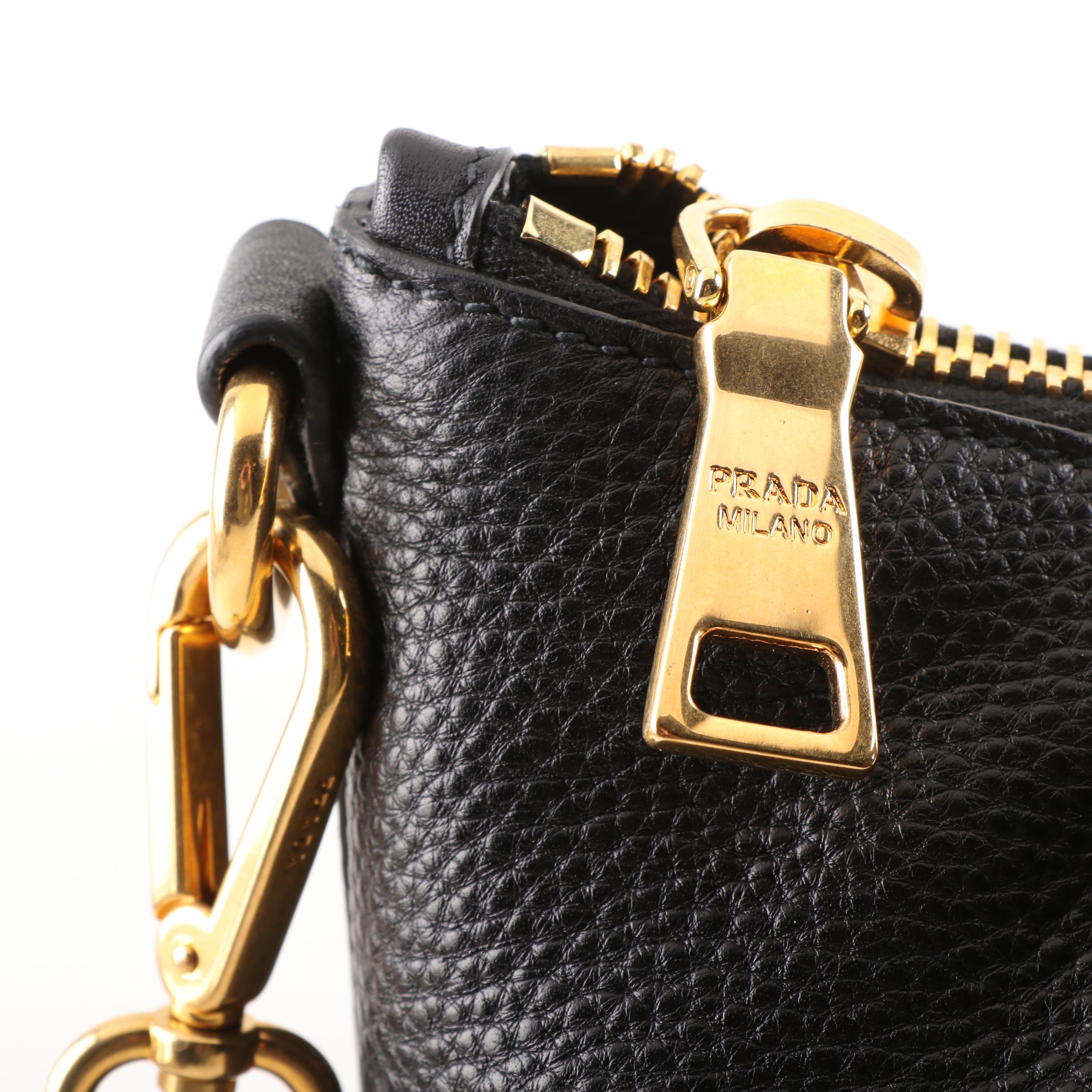 Prada Milano Nero Vitello Daino Leather Tote Shoulder Bag