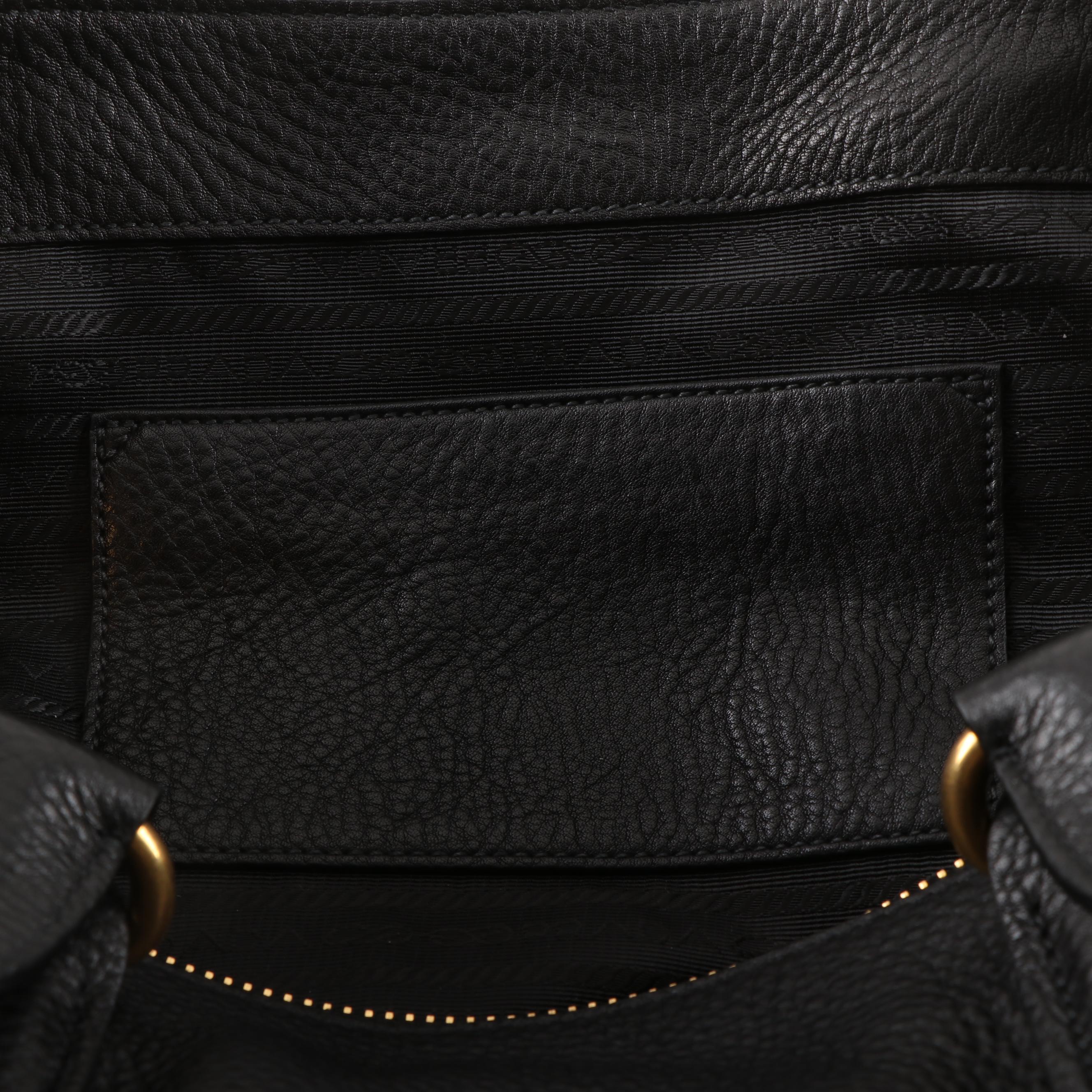 Prada Milano Nero Vitello Daino Leather Tote Shoulder Bag