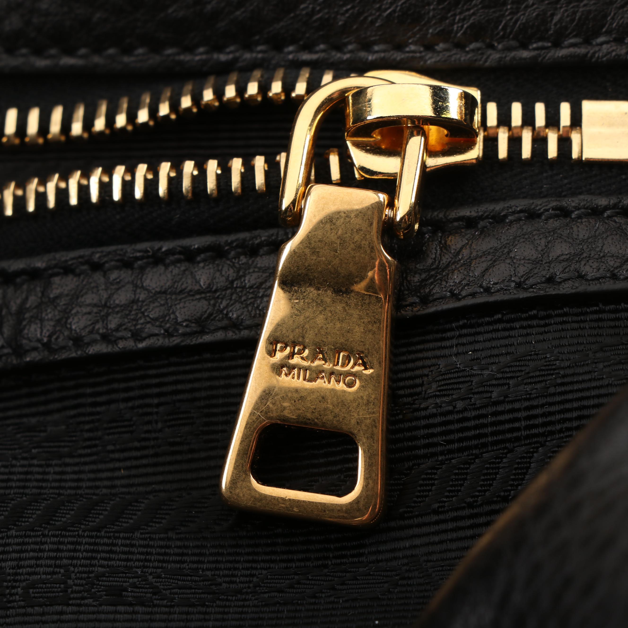 Prada Milano Nero Vitello Daino Leather Tote Shoulder Bag