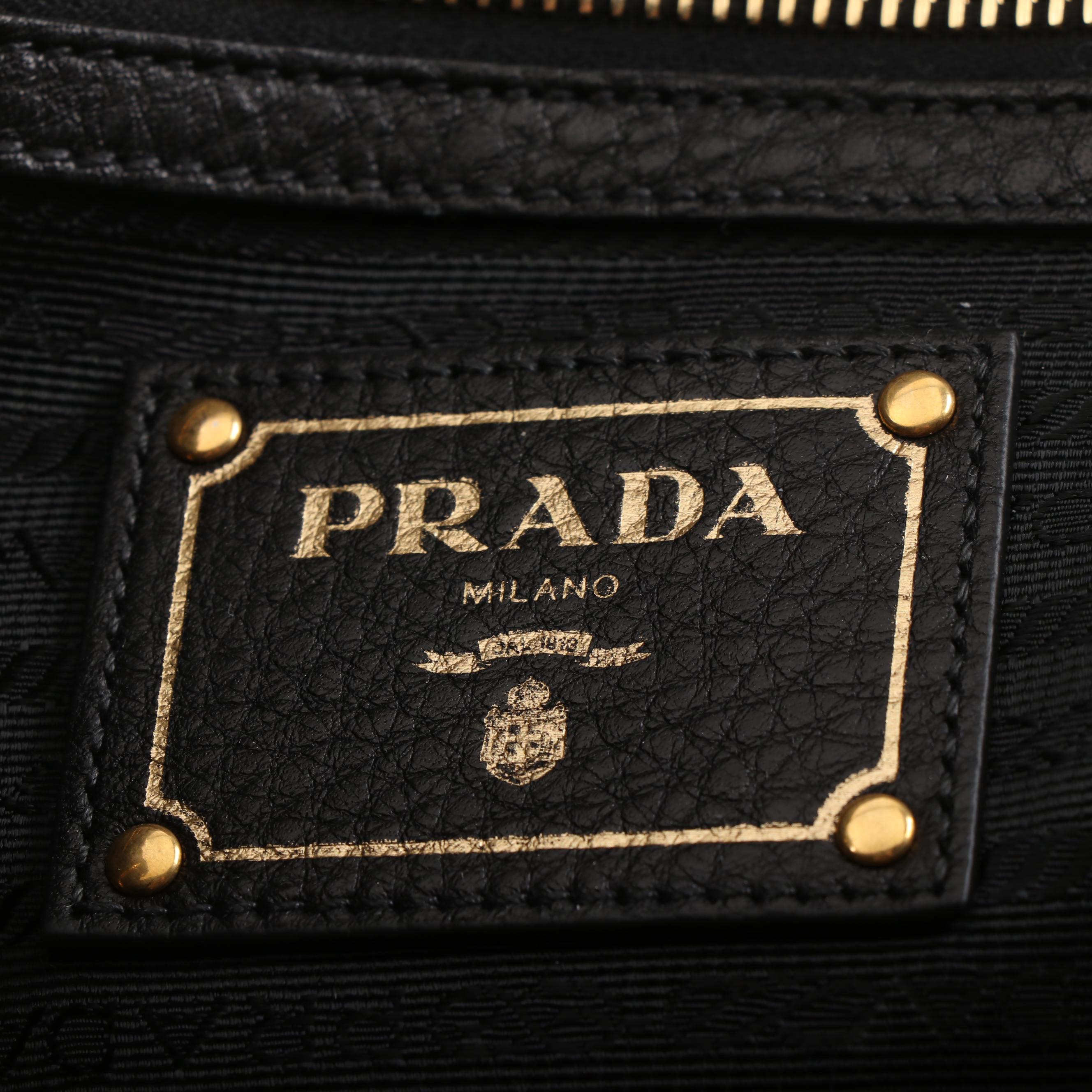 Prada Milano Nero Vitello Daino Leather Tote Shoulder Bag