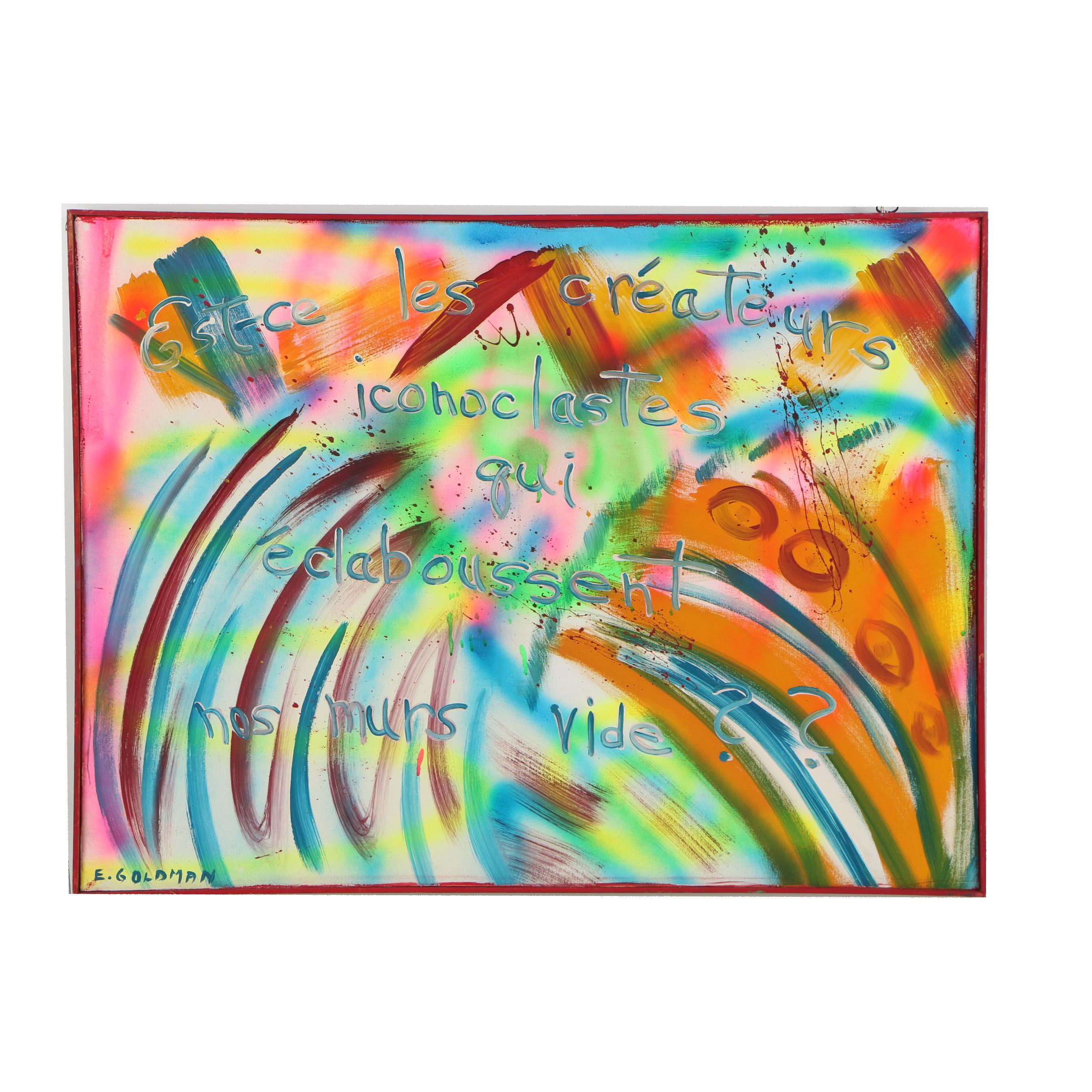 E. Goldman Mixed Media Painting "Graffiti in Orange and Blue"