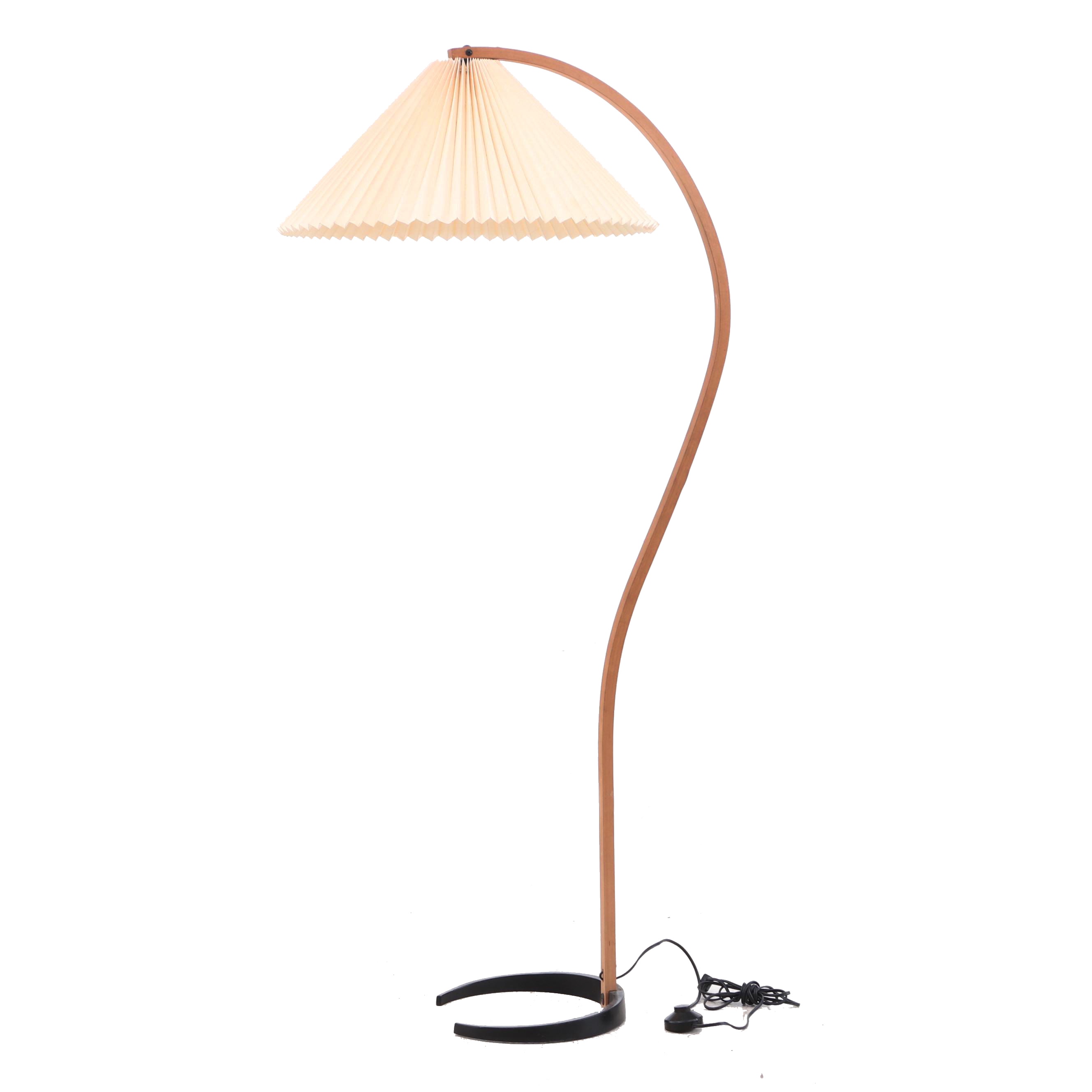 Mid Century Modern Mads Caprani Danish Bentwood Teak Floor Lamp with Shade