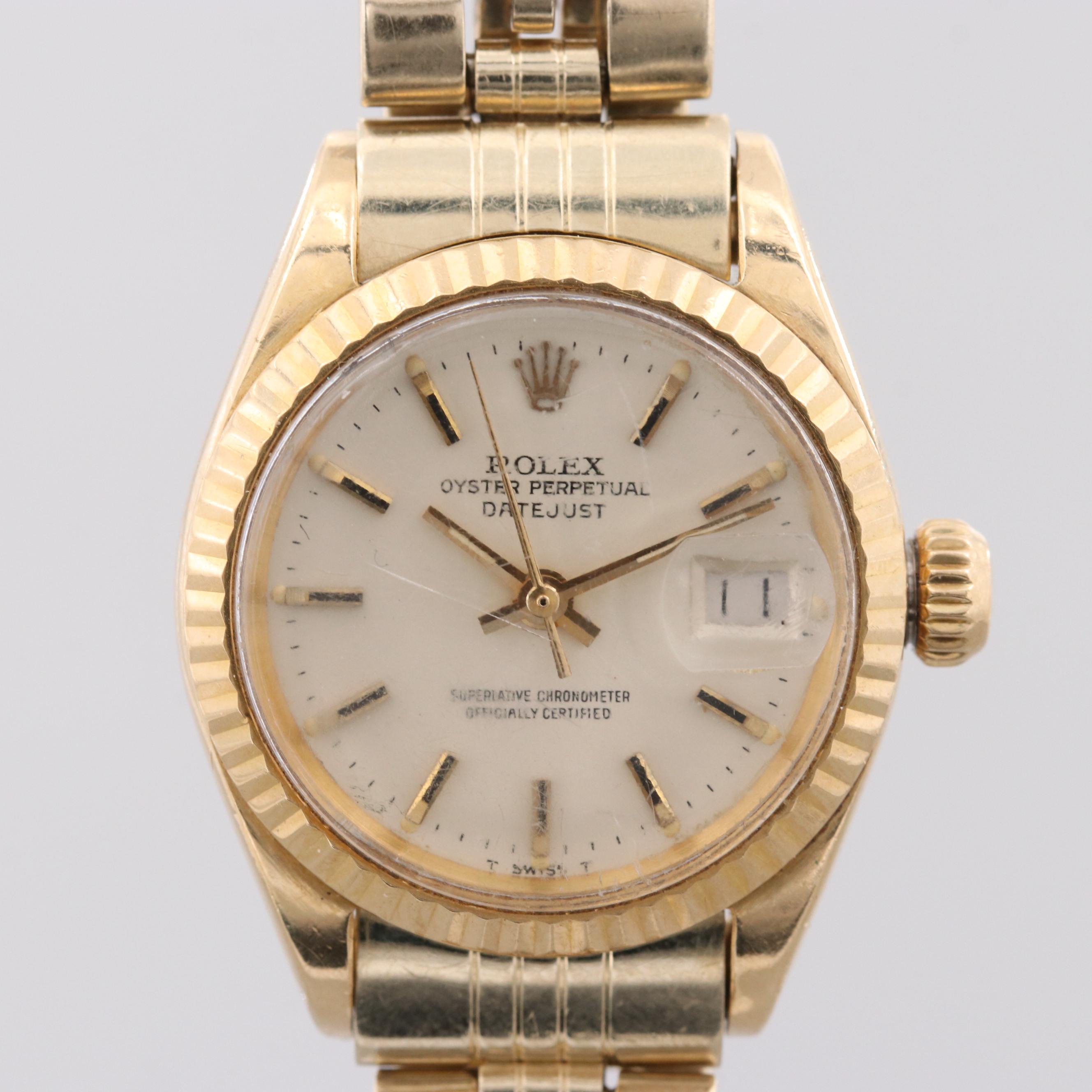Rolex Datejust 18K Yellow Gold Watch With 14K Jubilee Bracelet, 1971